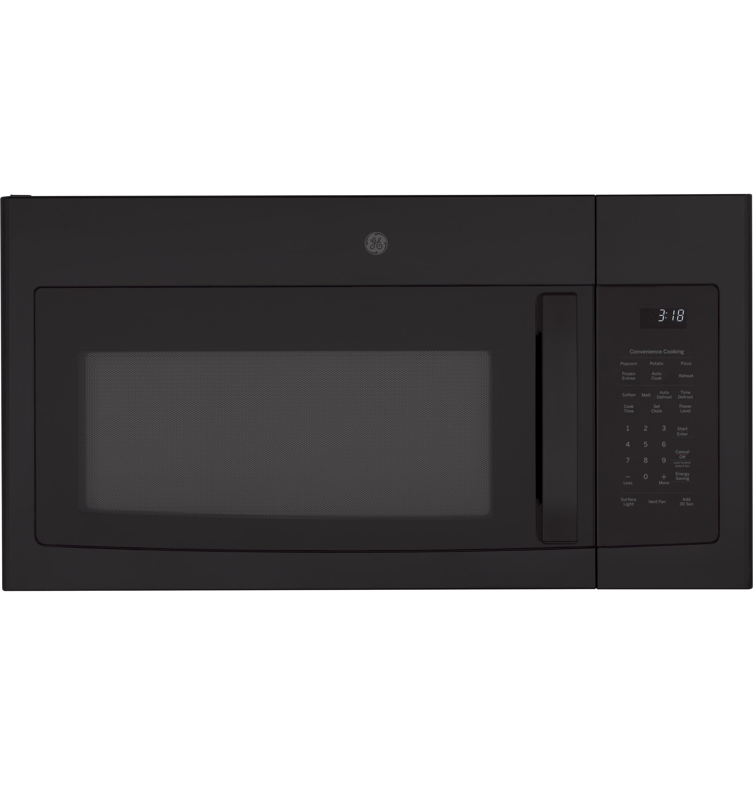 GE Over-the-Range Microwave Oven with Recirculating Venting, 1.8 Cu. FT, 900W, 12.8    Removable Turntable, 10 Power Levels, Bla