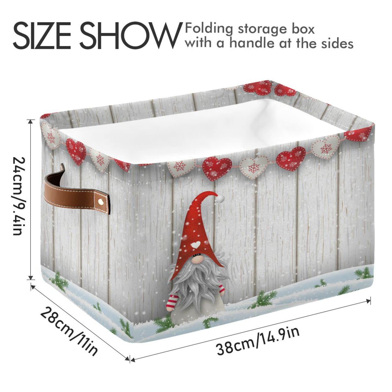 Senya Christmas Basket With Handles, Christmas Gnome Foldable Fabric Collapsible Storage Bins Organizer Bag For Storage Clothes