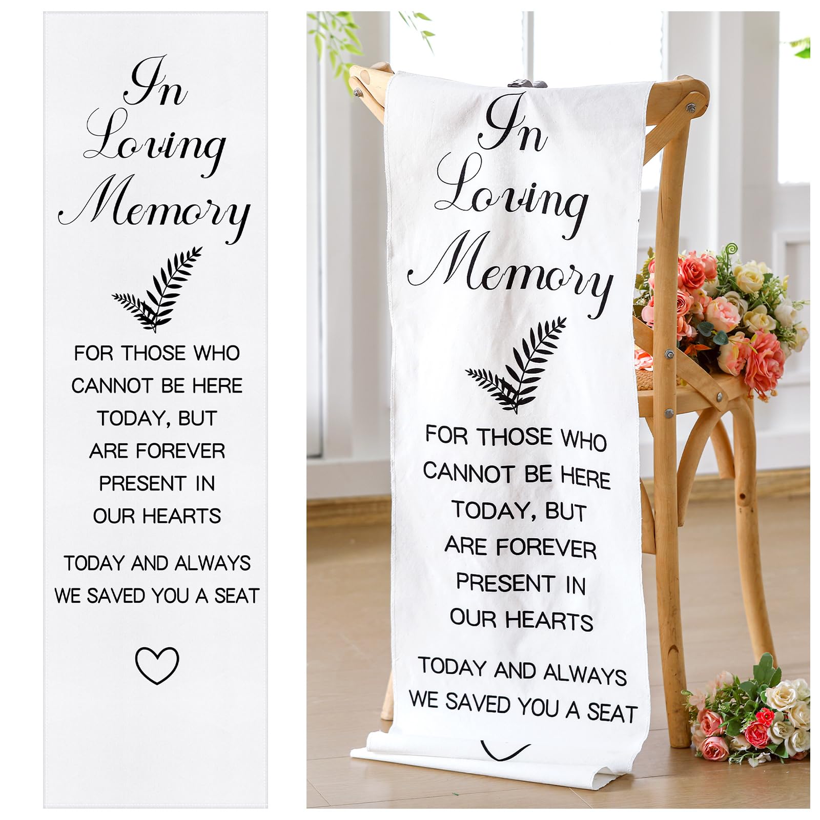 Yousoontic Memorial Wedding Chair Sign for Ceremony Wedding Memorial Sign 14 x 49 Inch Save a Seat for Someone in Heaven Linen R