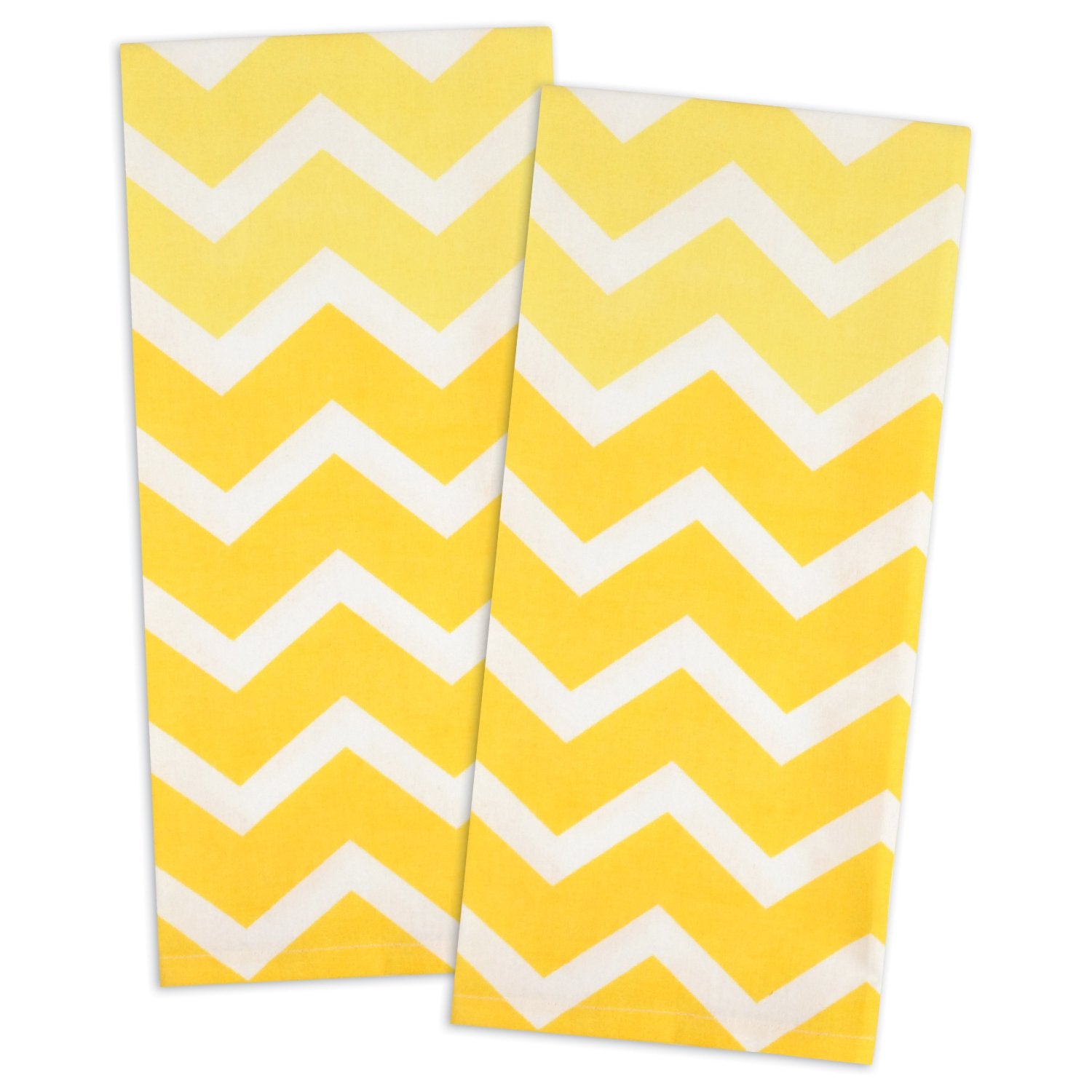 Dii Kitchen Towel Collection Decorative Cotton Dishtowel Set, 18X28, Yellow Chevron, 2 Piece