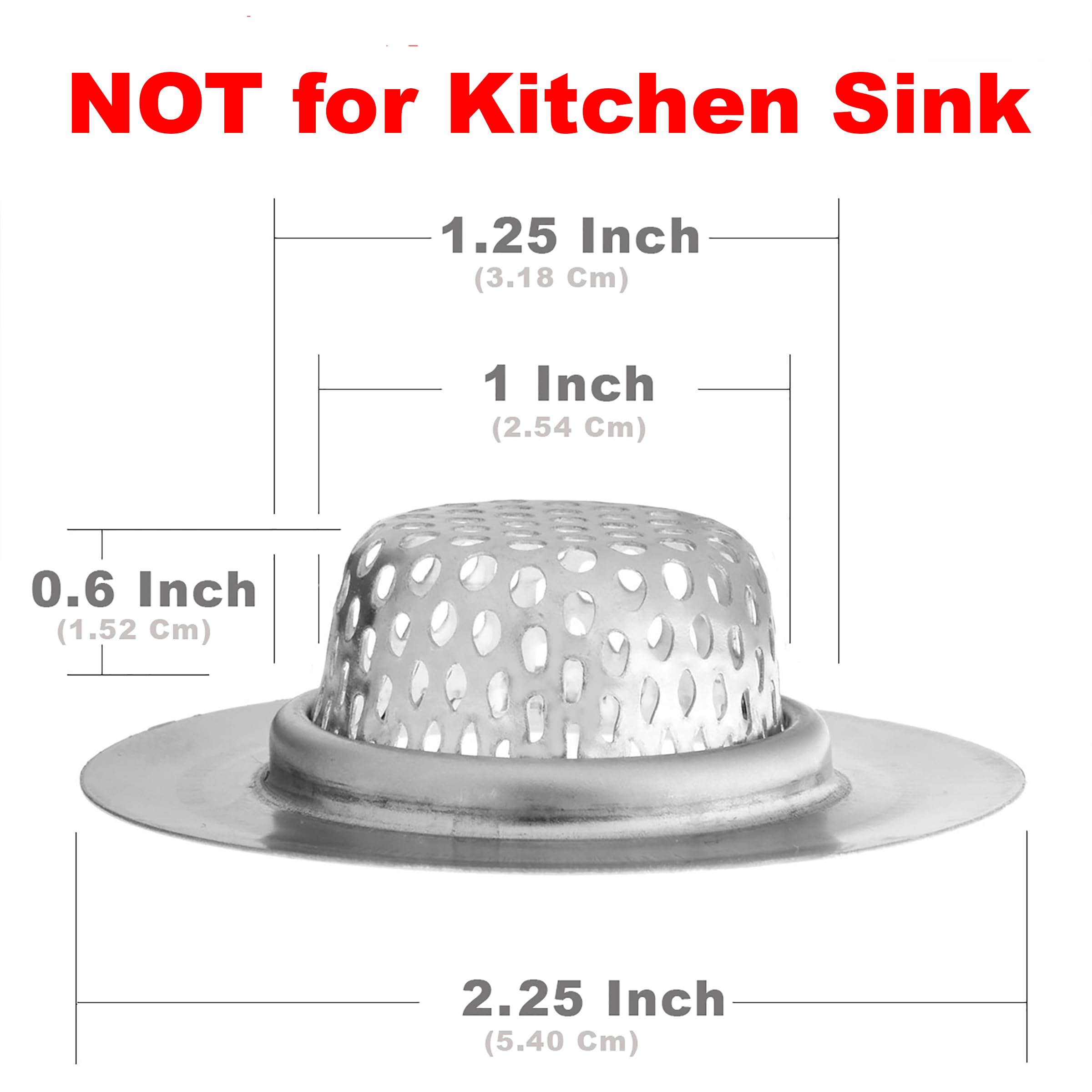 2 Pack - 2.25'' Top / 1'' Basket- Sink Strainer Bathroom Sink  Utility  Slop  Laundry  RV and Lavatory Sink Drain Strainer Hair Catcher. Stainless Steel - Hilltop Products