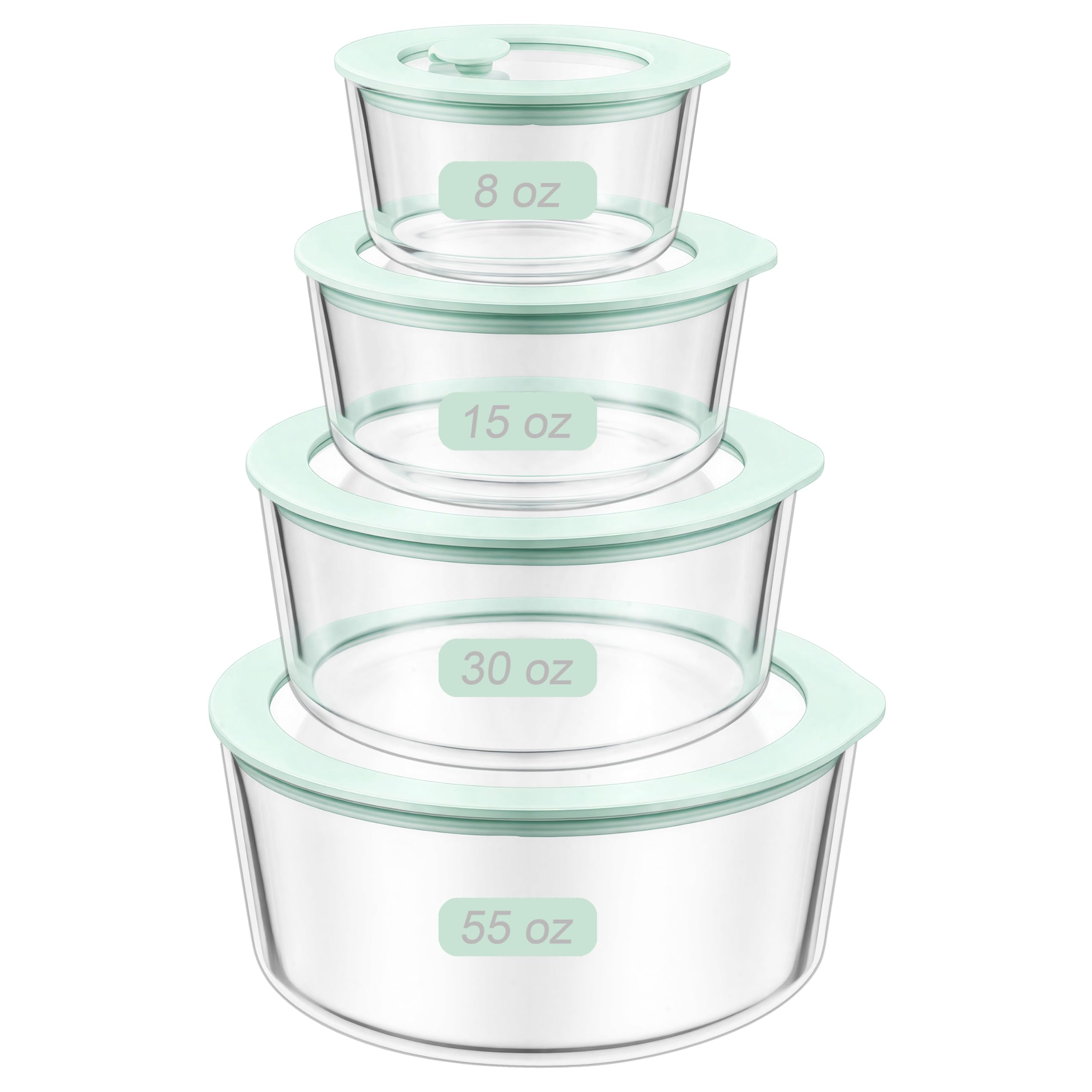 Glass Storage Containers With Lids (Urban Green-4R)