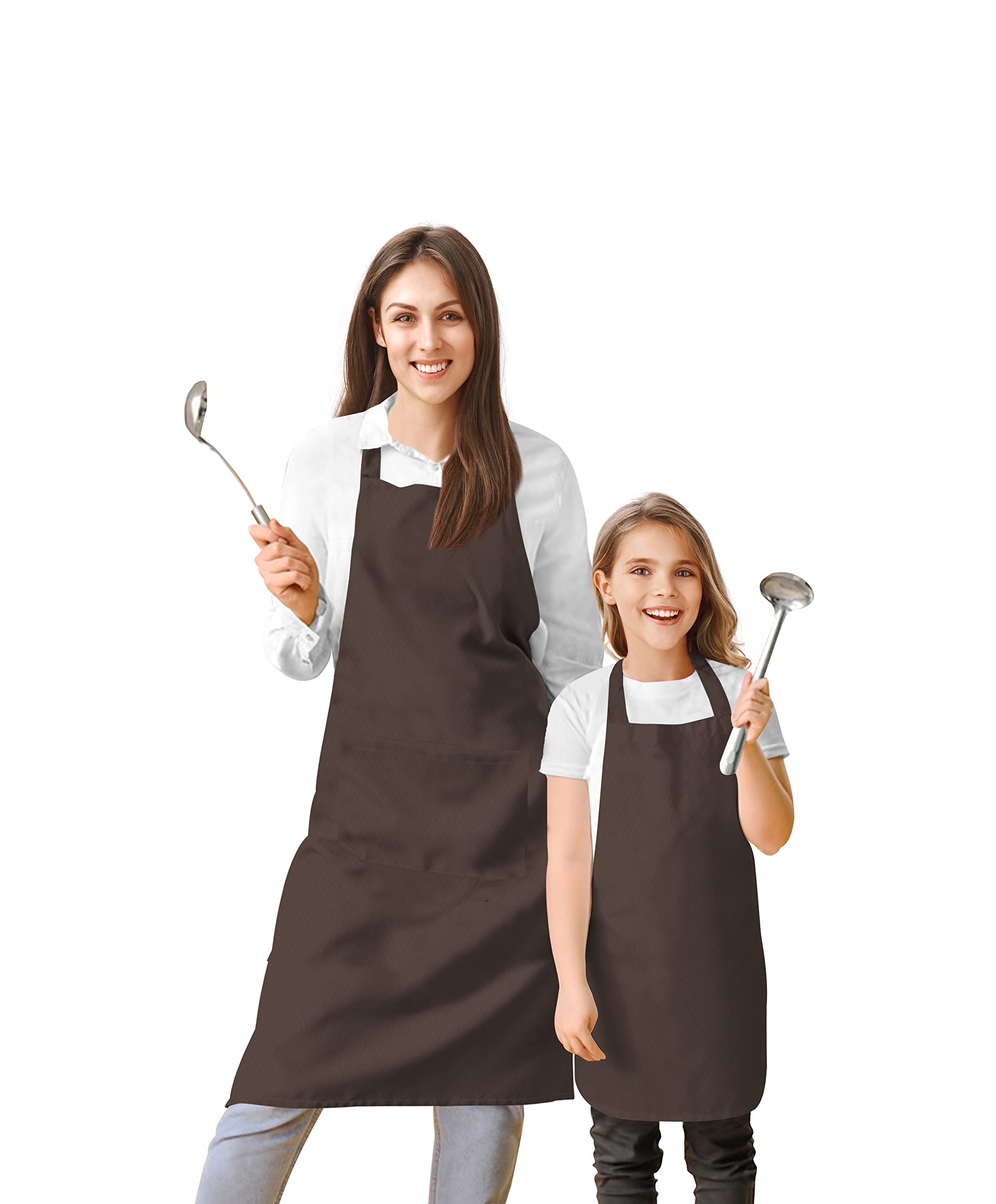 Oasis Home Collection Cotton Parent And Kids Apron Combo Set (1 Apron For Parent, 1 For Kid)  Pack Of 2 (Dark Browm)