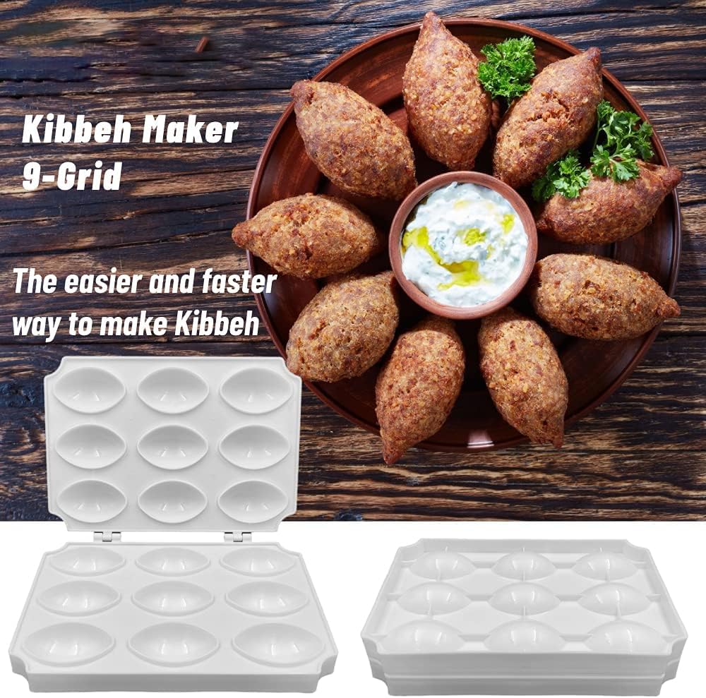 Aoipend Kibbeh Rolls Maker Mold 9 Grids Meatball Mold Tool 7Cm