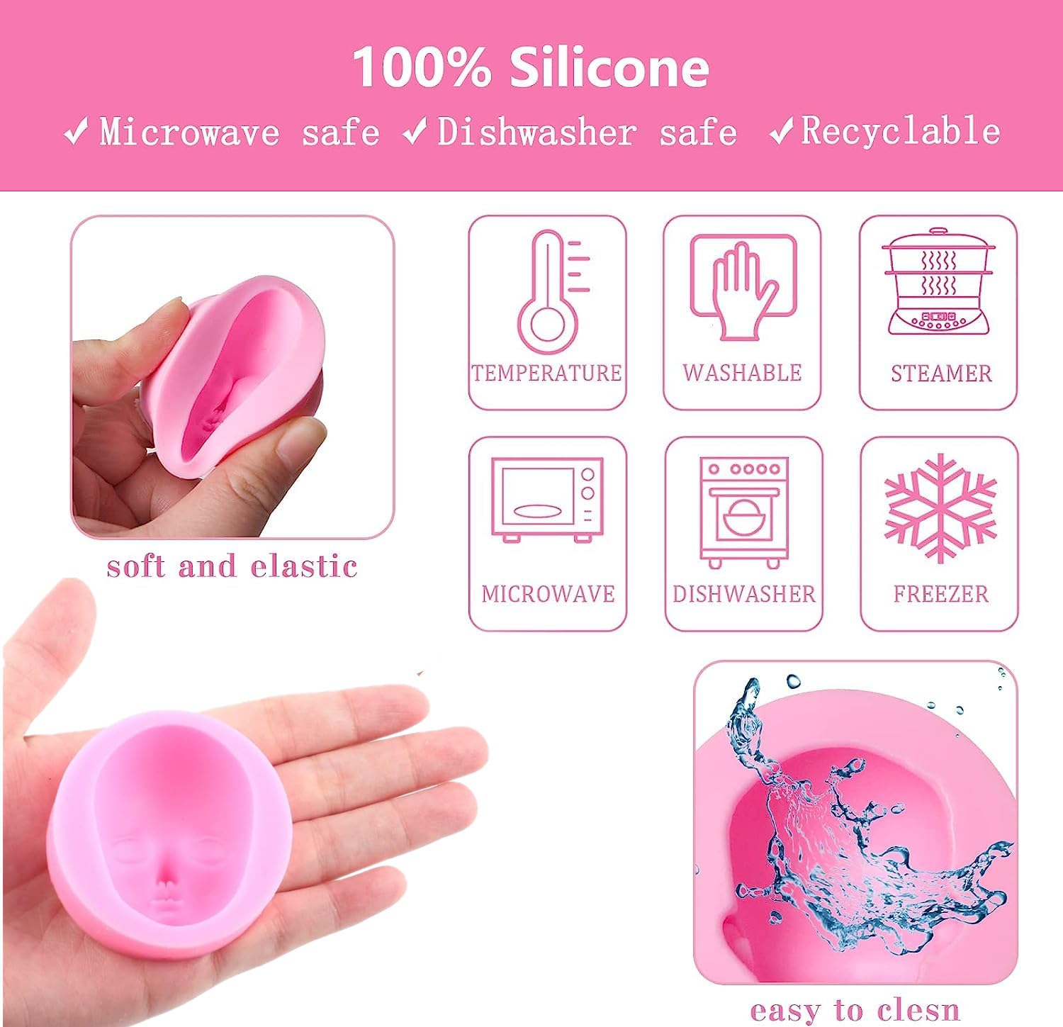 13Pcs/Set Human Face Silicone Mold,Dolls Face Fondant Mold,Diy Baby Face Cake Decorating For Chocolate,Fondant,Sugarcraft, Polym