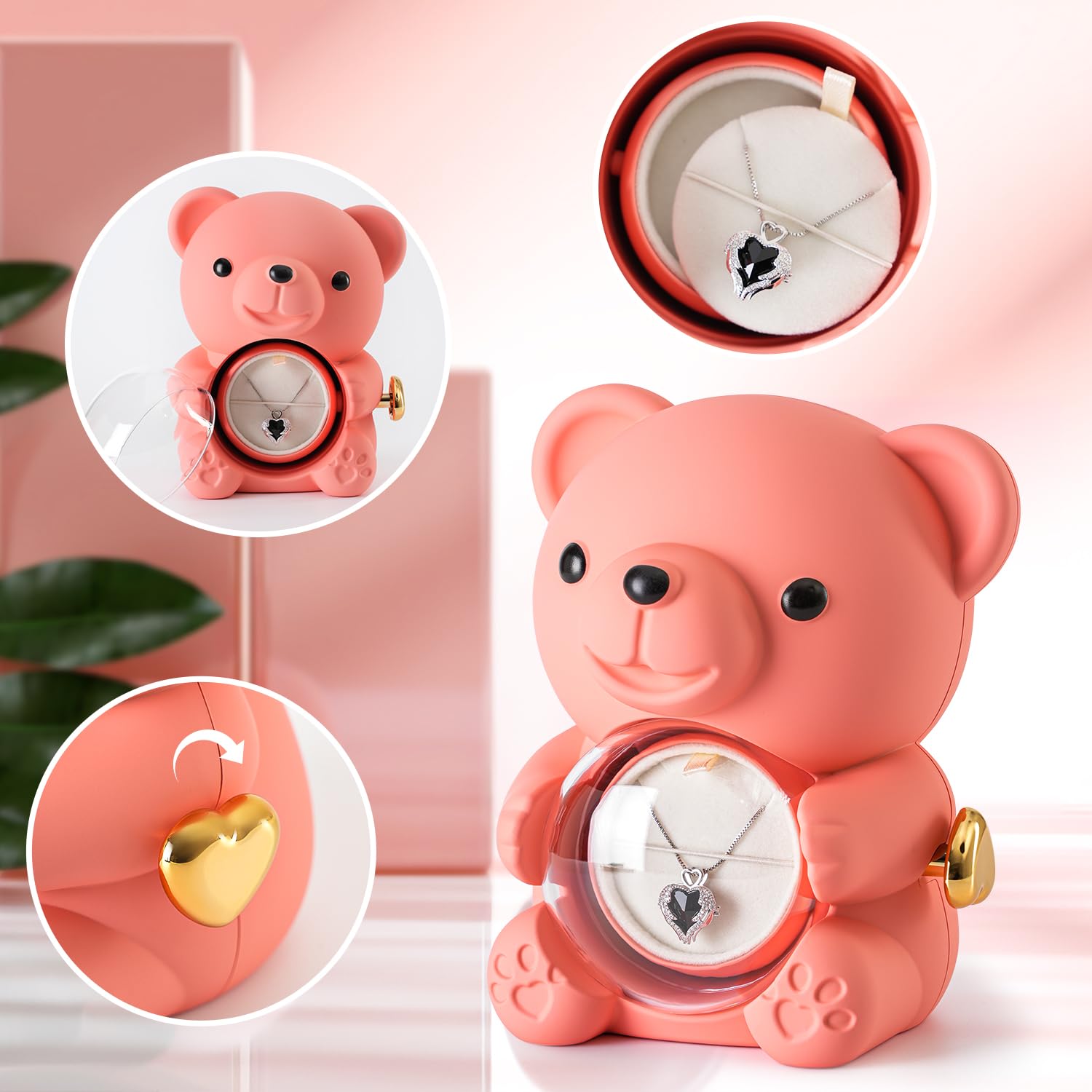 Cute Teddy Bear with Preserved Rose - A Real Rose Flower in Bear with Elegant Gift Box - Romantic Gift for Her in Mother s Day,