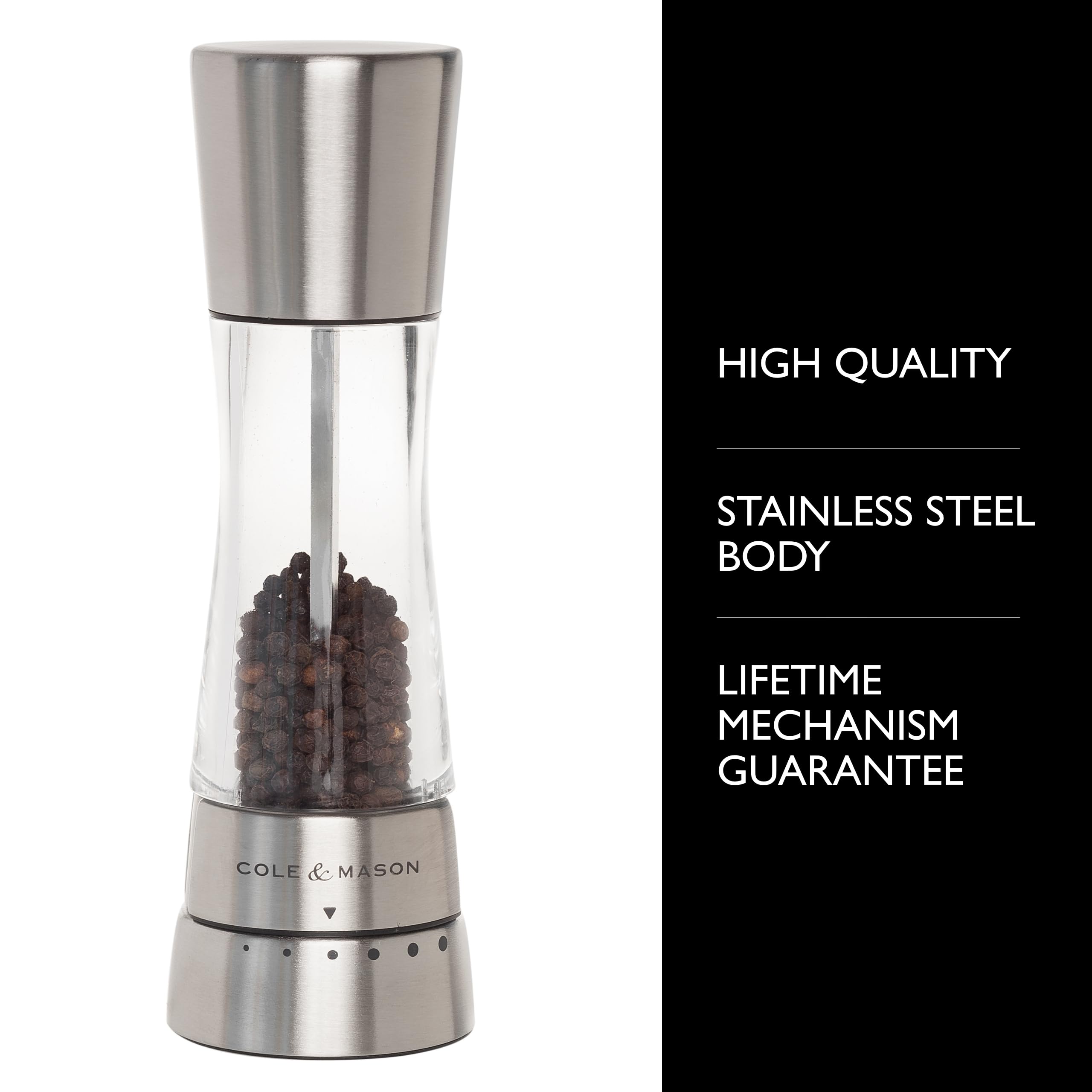 Cole & Mason Derwent Pepper Grinder - Stainless Steel Mill Includes Gourmet Precision Mechanism And Premium Peppercorns - Pepper