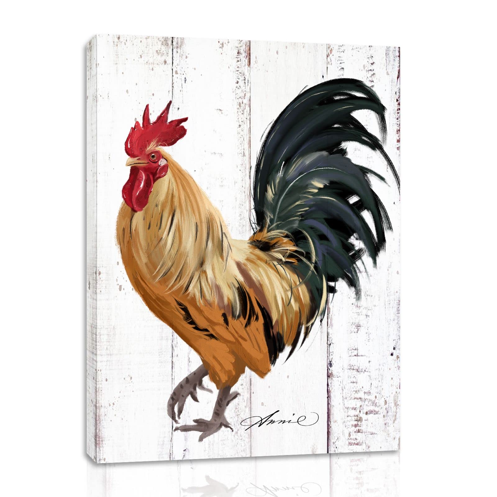Rooster Kitchen Decor Wall Art - Farmhouse Canvas Painting Picture Prints Artwork For Home Kitchen Decor