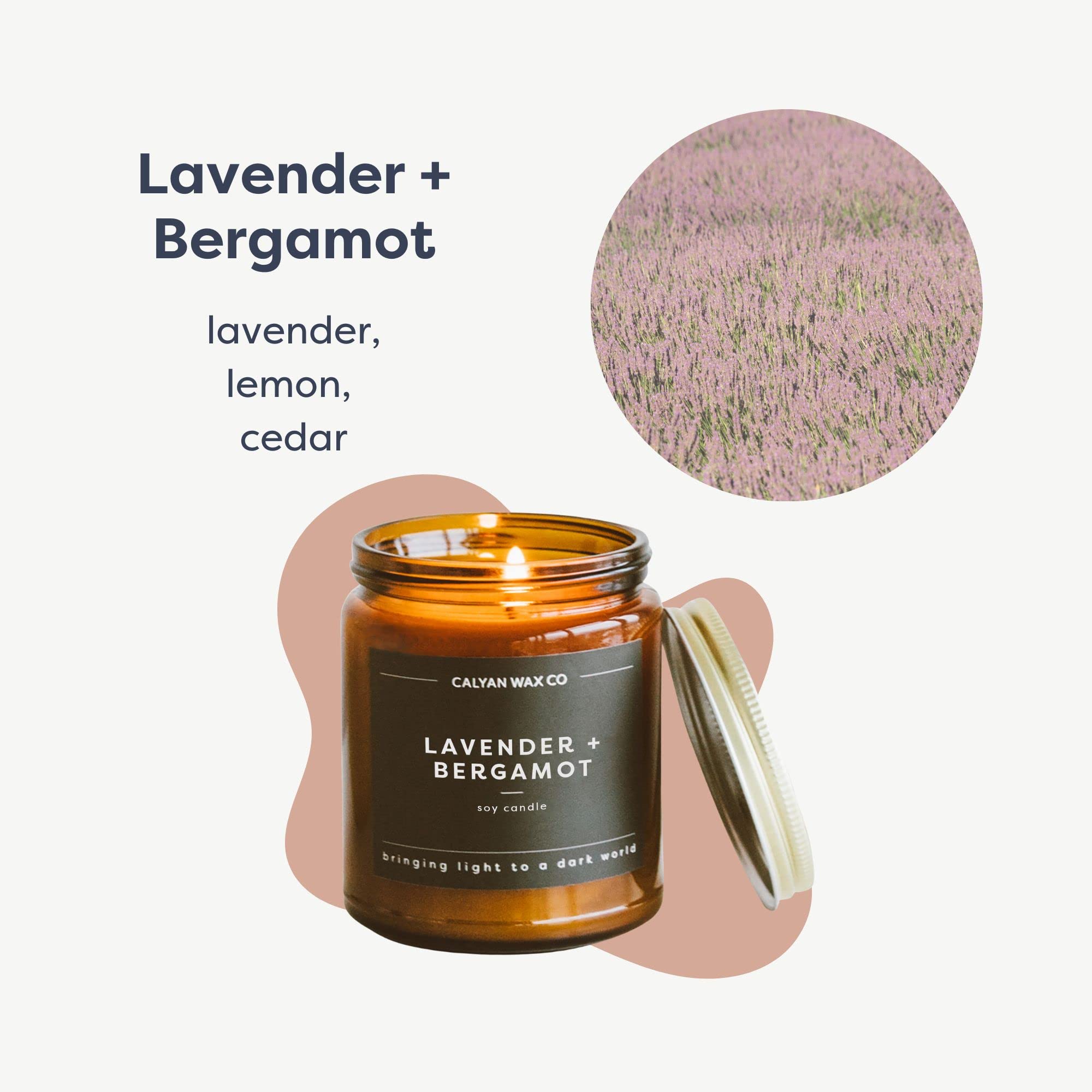 Calyan Wax Soy Wax Candle, Lavender & Bergamot Scented Candle for The Home  Premium Soy Candle with Essential Oils  Soy Candle i