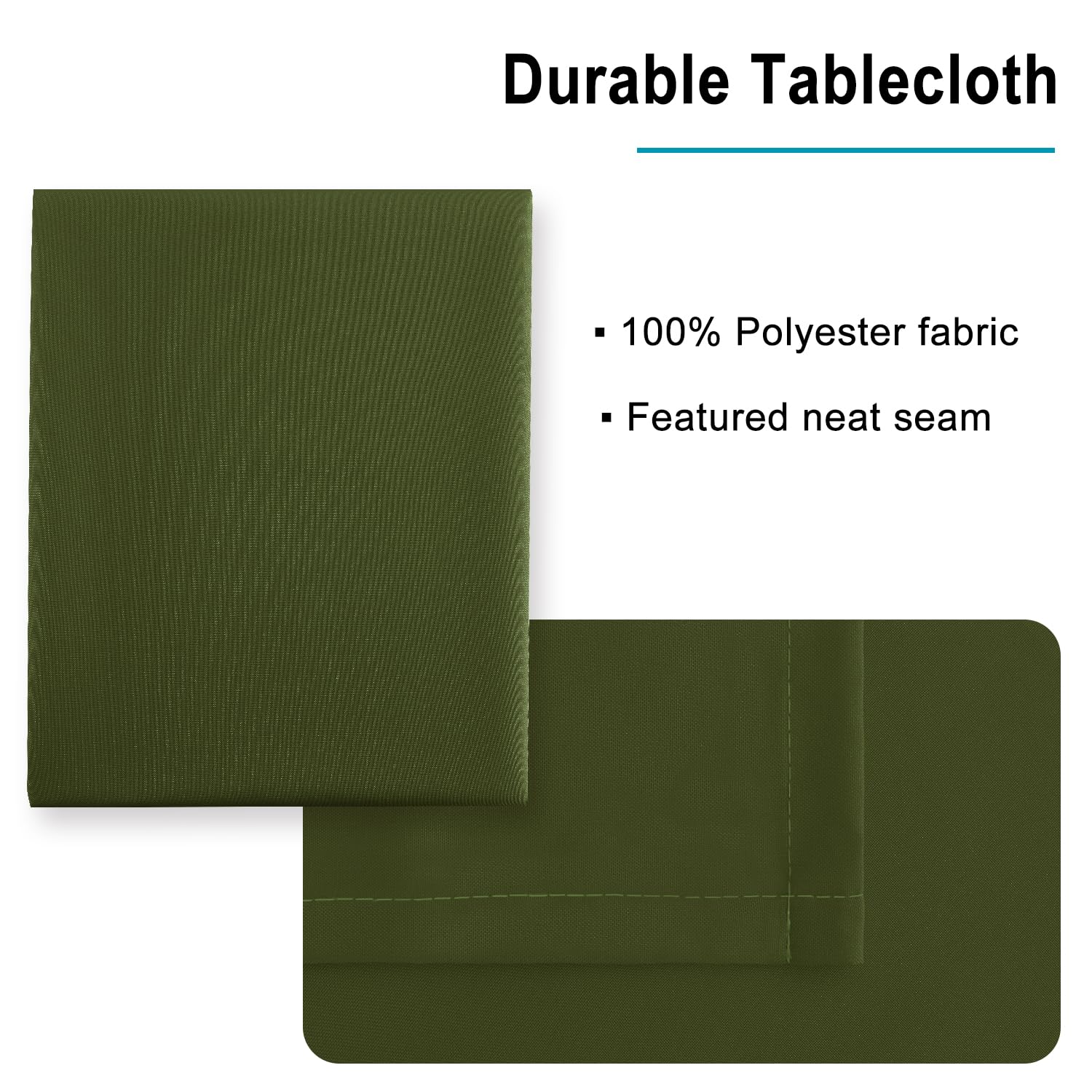 Hiasan Olive Green Rectangle Tablecloth - Waterproof Washable Polyester Christmas Fabric Table Cloth For Buffect Dining Birthday