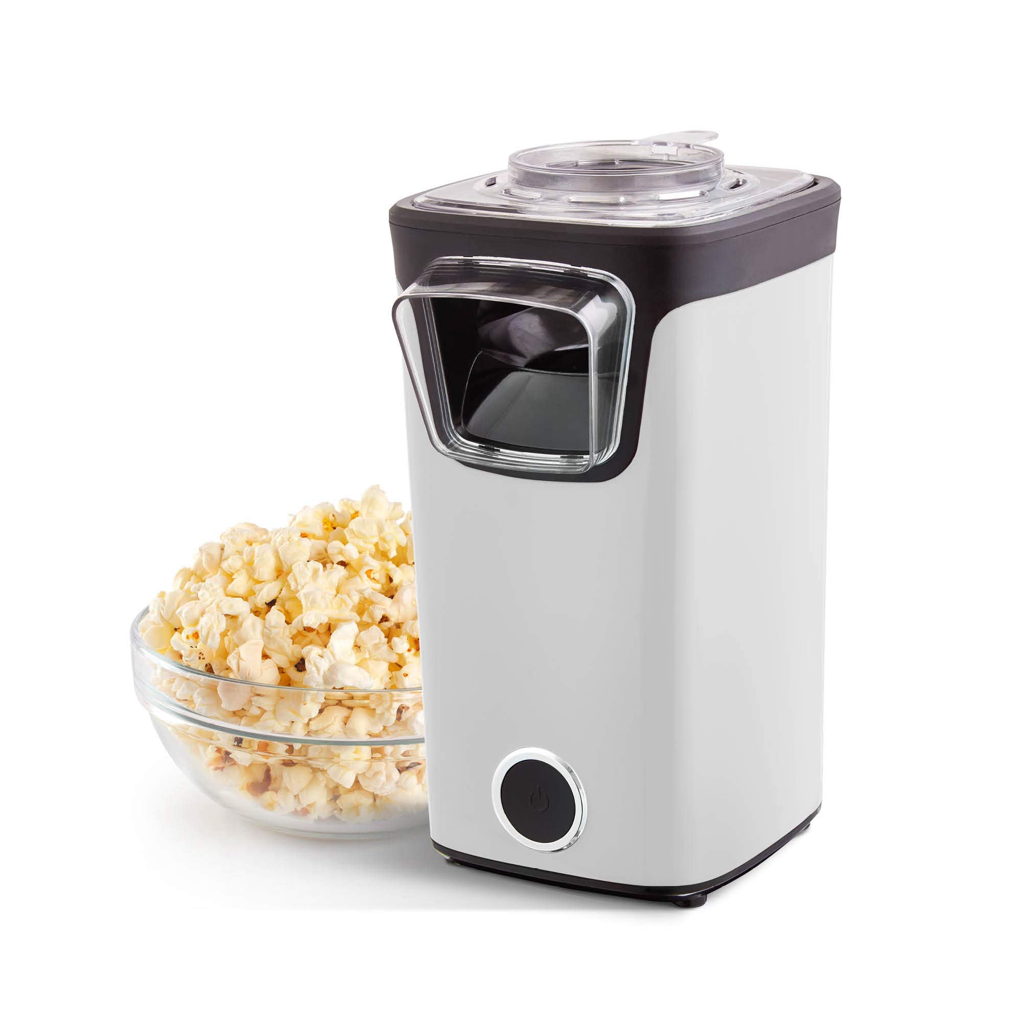 Dash Turbo Pop Popcorn Maker With Measuring Cup To Portion Popping Corn Kernels + Melt Butter, 8 Cup Popcorn Machine - White