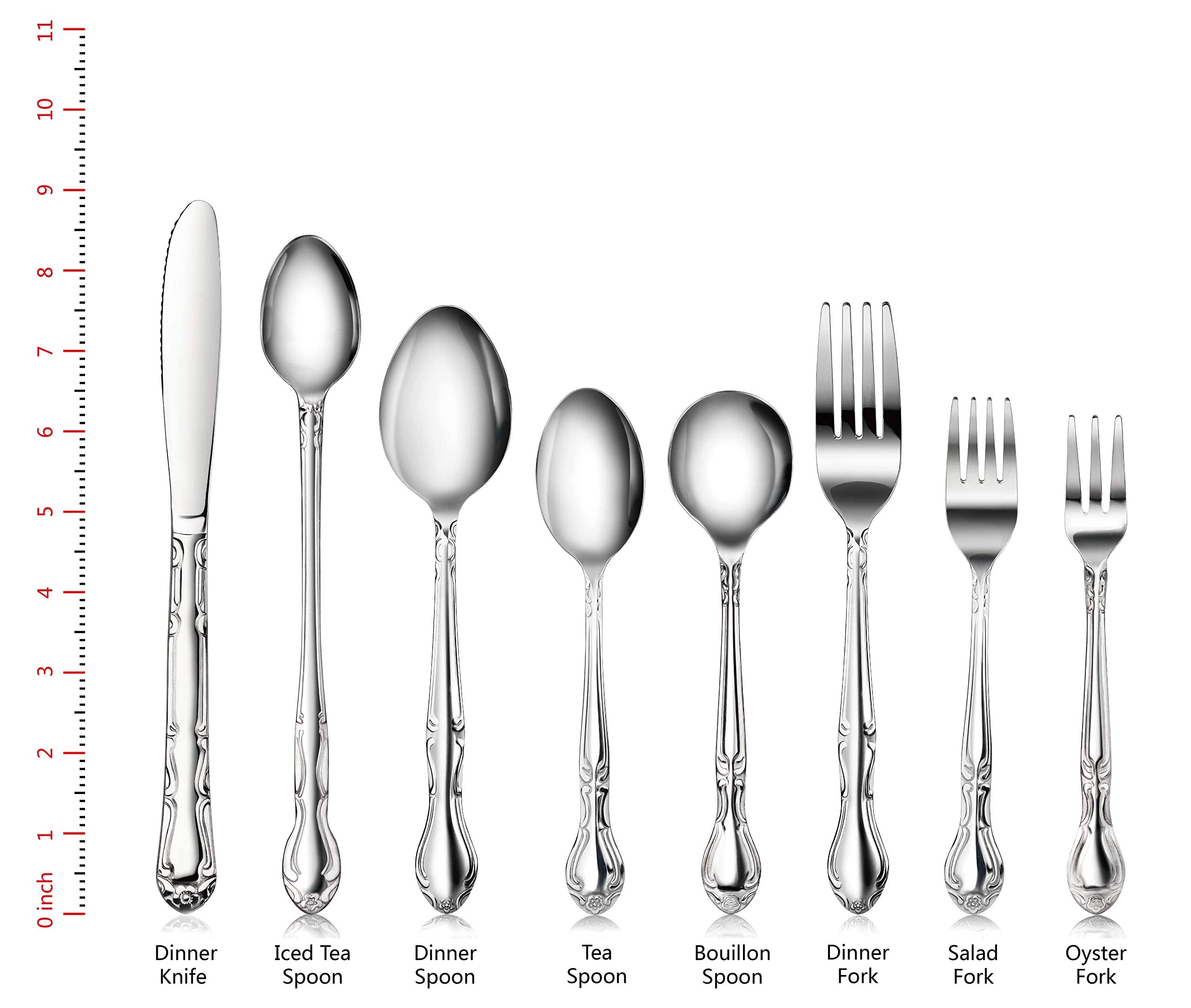 New Star Foodservice 58642 Rose Pattern, 18/0 Stainless Steel, Dinner Fork, 7.2-Inch, Set Of 12