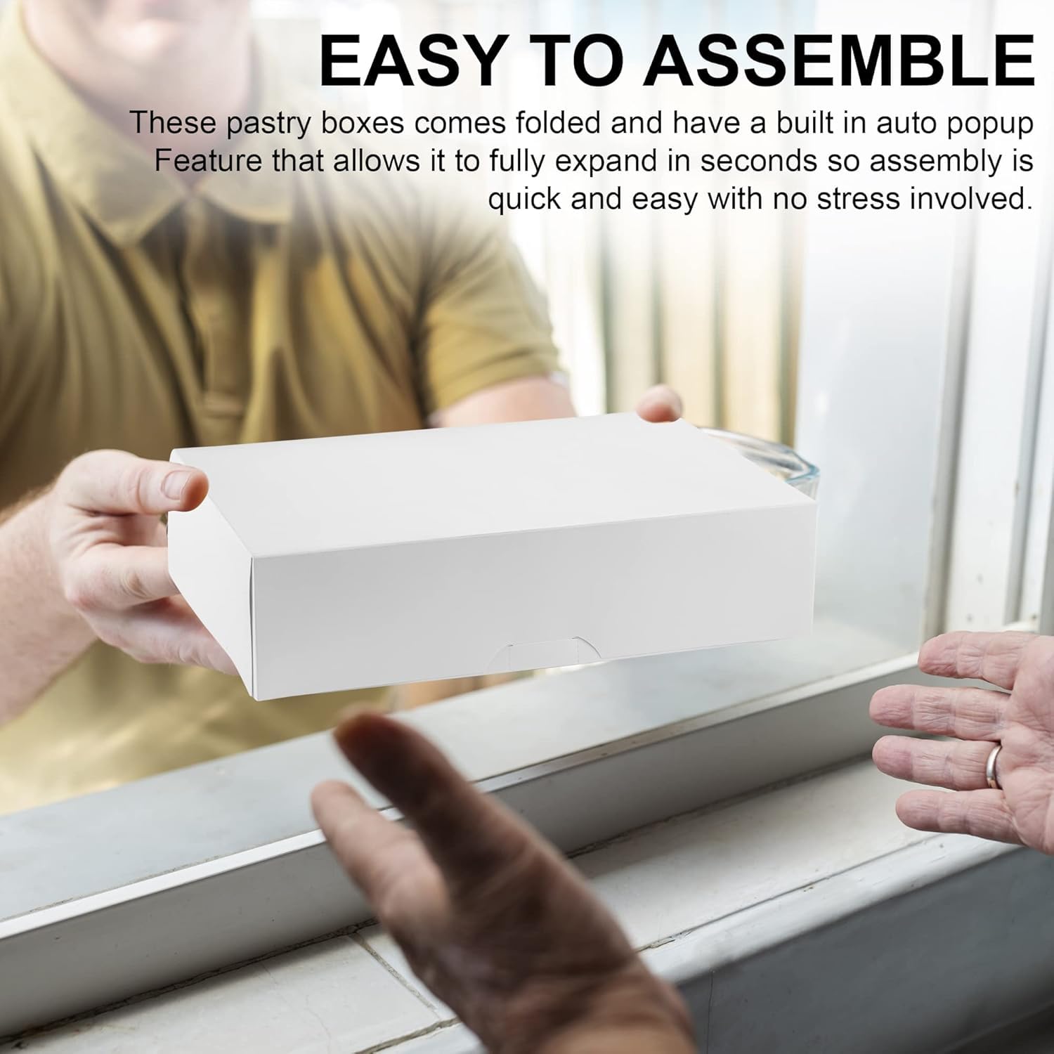 MT Products White Bakery Boxes No-Window - Size of 14'' x 10'' x 3.5'' - (15 Pieces) Auto Pop-Up Donut Boxes - Perfect for Pies  Cupcakes  Muffins  and Cookies - Made in the USA