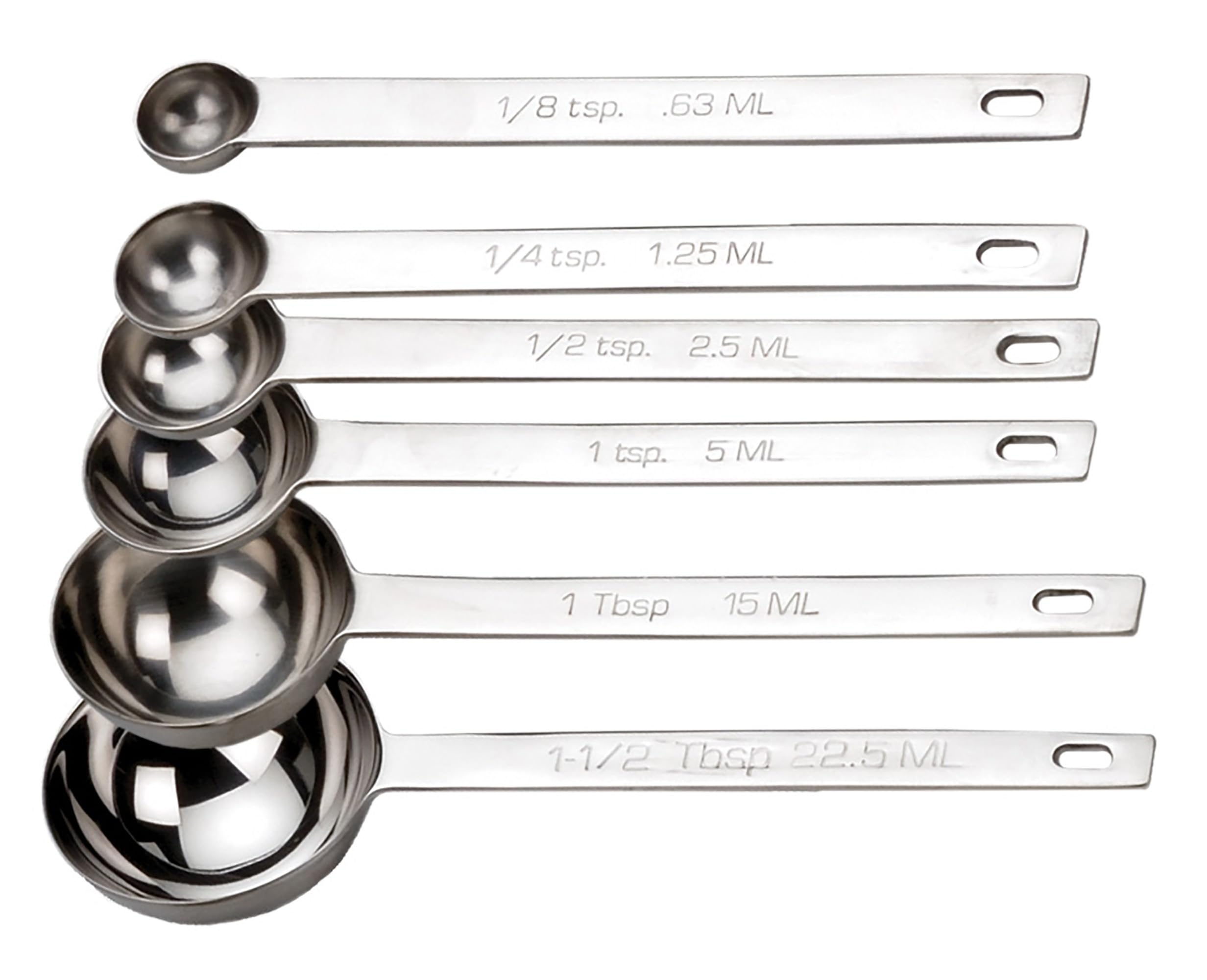 Rsvp International Endurance Kitchen Collection Open Stock Measuring Spoon, Stainless Steel, Dishwasher Safe, 0.125-Teaspoon