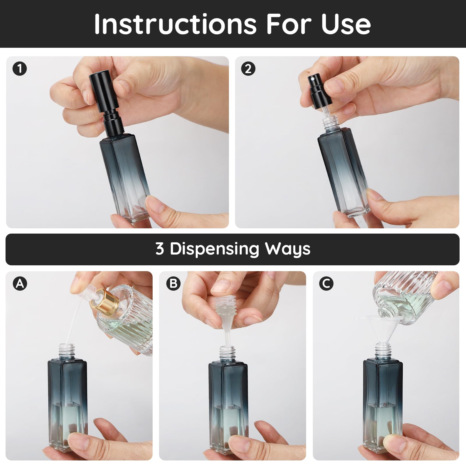 Segbeauty Glass Perfume Spray Bottle, 5 Pack Of 20Ml Mini Travel Atomizer Sprayer For Perfume, Empty Press Pump Bottle Refillabl