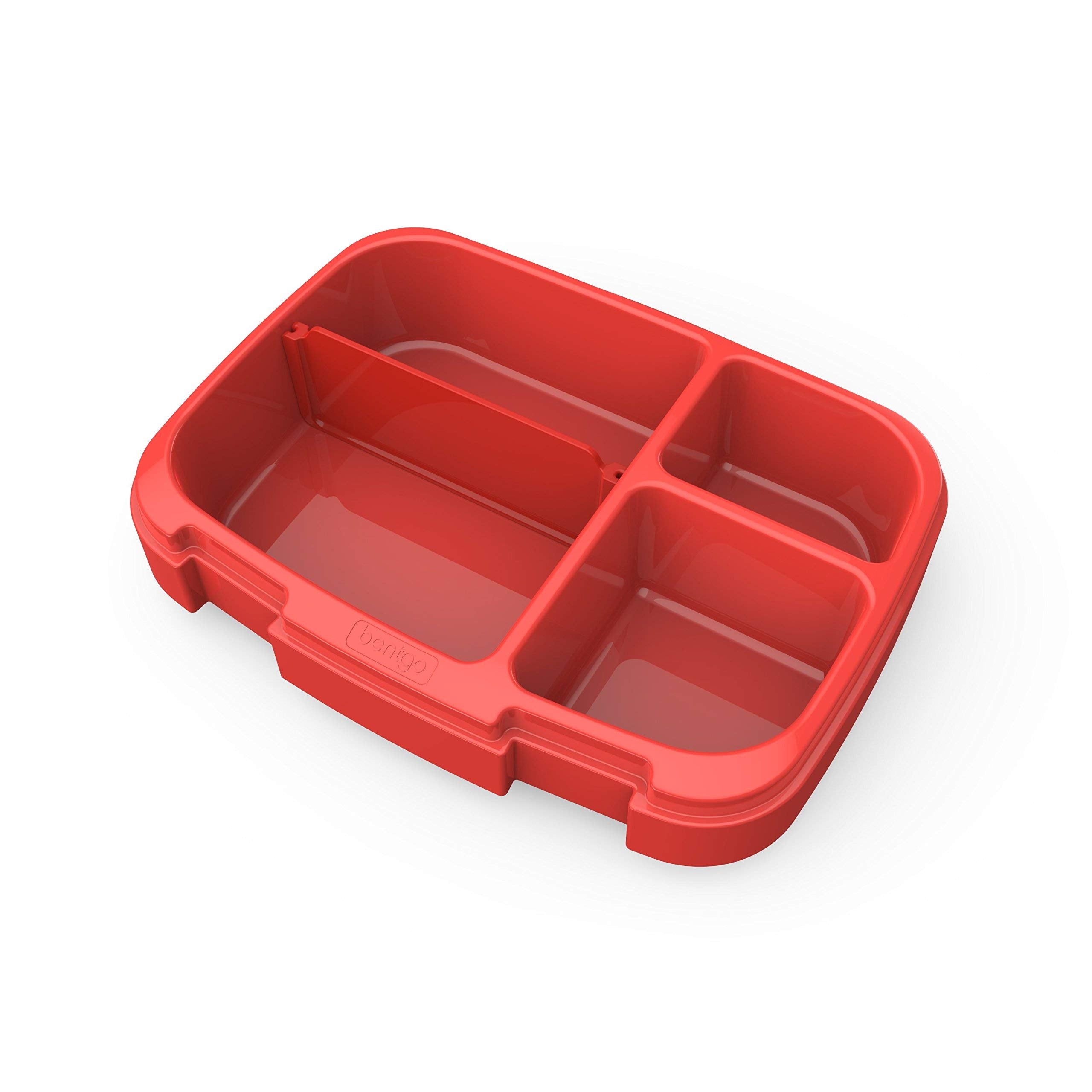 Bentgo Fresh Tray (Red) with Transparent Cover - Reusable  BPA-Free  4-Compartment Meal Prep Container with Built-In Portion Control for Healthy At-Home Meals and On-the-Go Lunches