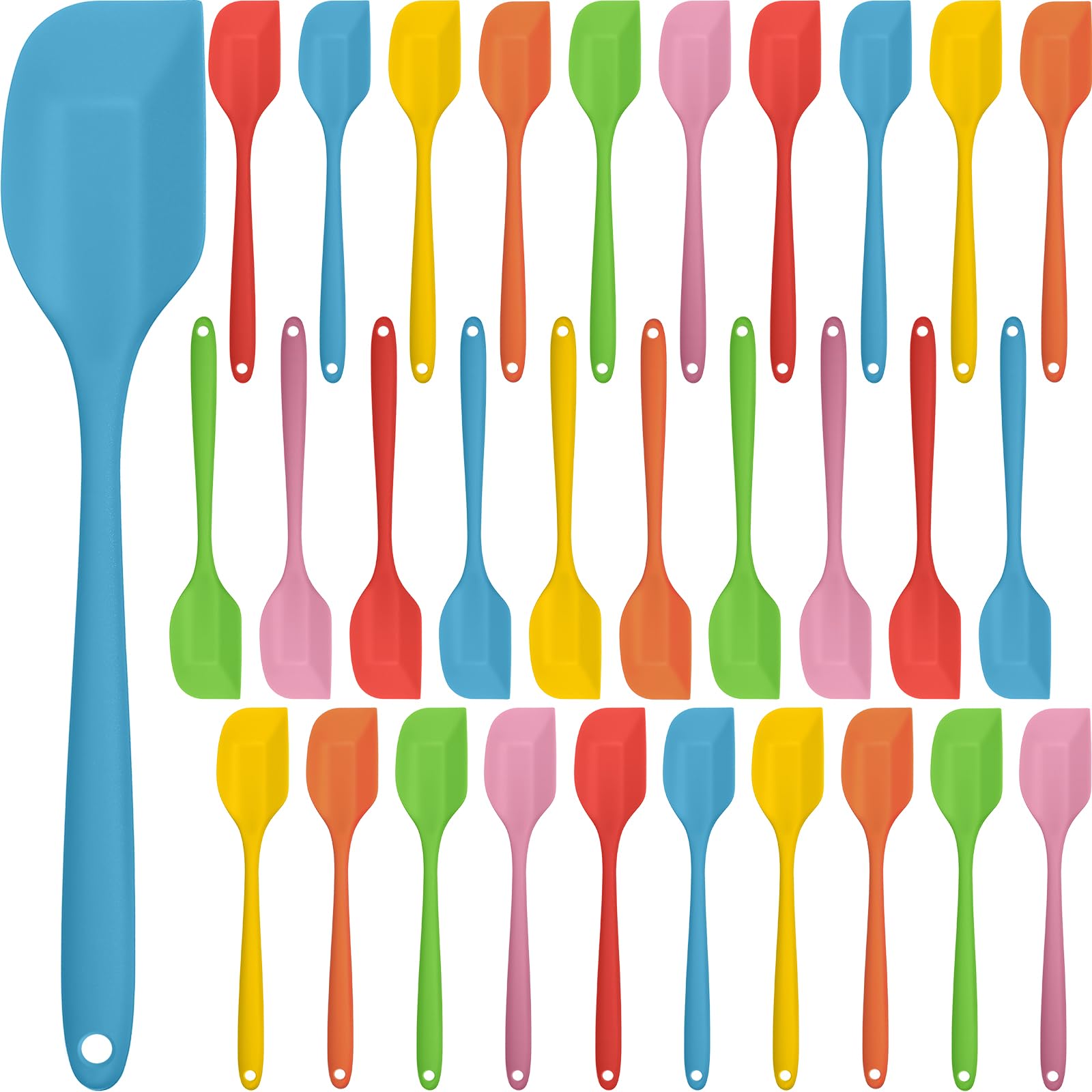 Irenare 30 Pcs Silicone Spatulas 11 Inch Large Rubber Spatulas Heat Resistant Spatulas Non Stick Flexible Scrapers Baking Mixing