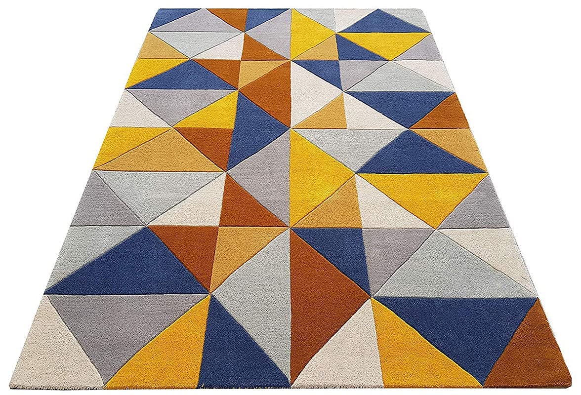 Carpetify Handmade Embossed Woolen Area Rugs & Carpet For Bedroom, Living Room, Kitchen (7X7 Feet Square, Multi Color, Wool)
