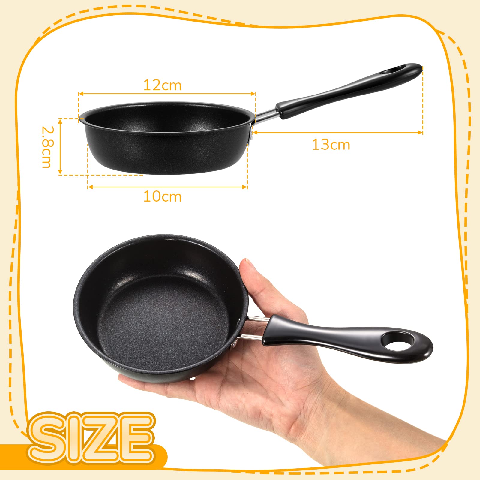 Tessco 2 Pieces Mini Cast Iron Skillet 4.7 Inch Round Mini Non Stick Fry Pan Single Egg Frying Pan With Heat Resistant Handle Fo