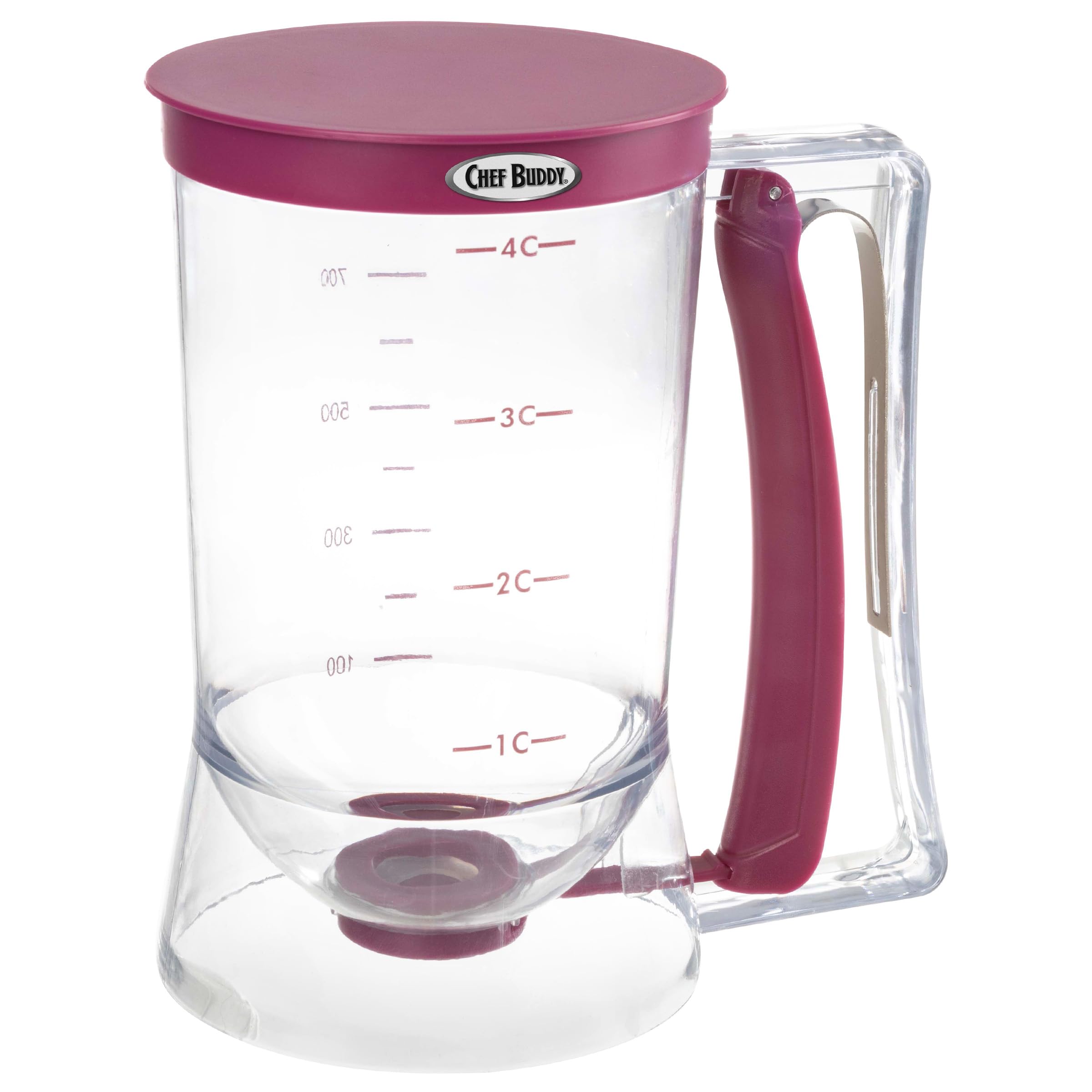 Pancake Batter Dispenser - 4-Cup Batter Dispenser with Squeeze Handle for Pancakes, Waffles, Muffins, and Crepes - Baking Tools 