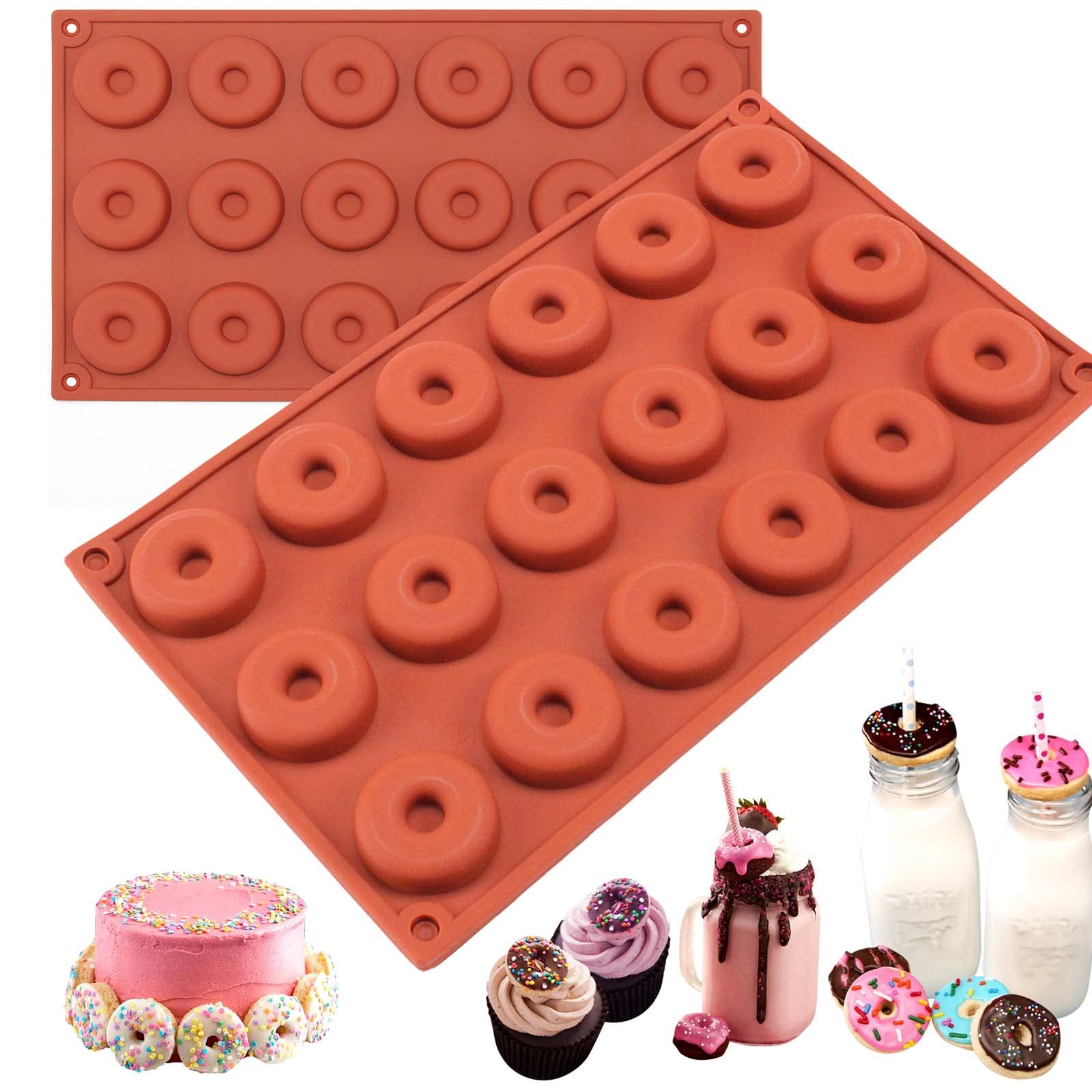 Funshowcase Mini Donut Silicone Mold 18 Cavity 12X7X0.4''