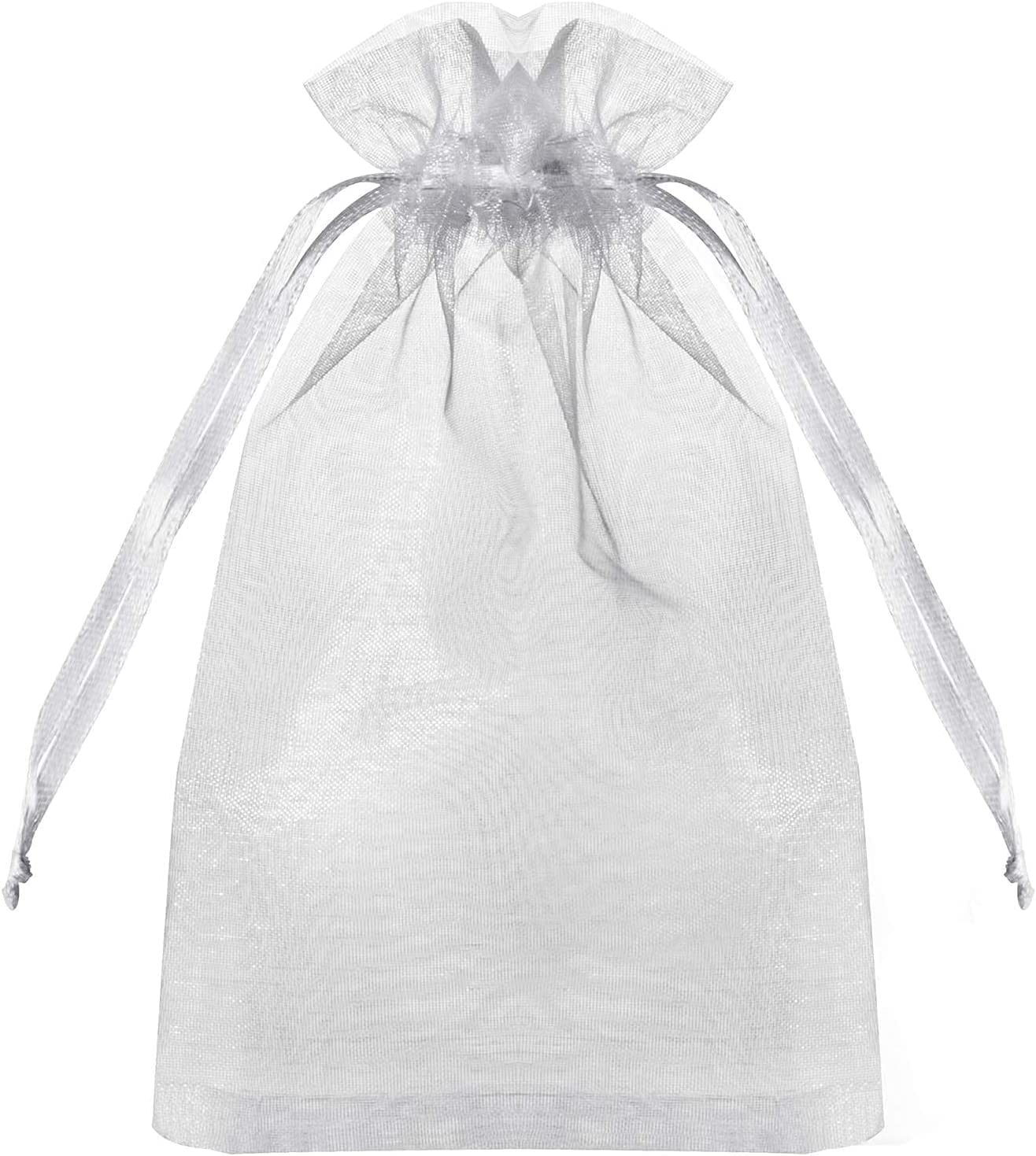 100Pcs Sheer Organza Bags, White Wedding Favor Bags With Drawstring, 4X6 Inches Jewelry Gift Bags For Party, Jewelry, Festival,