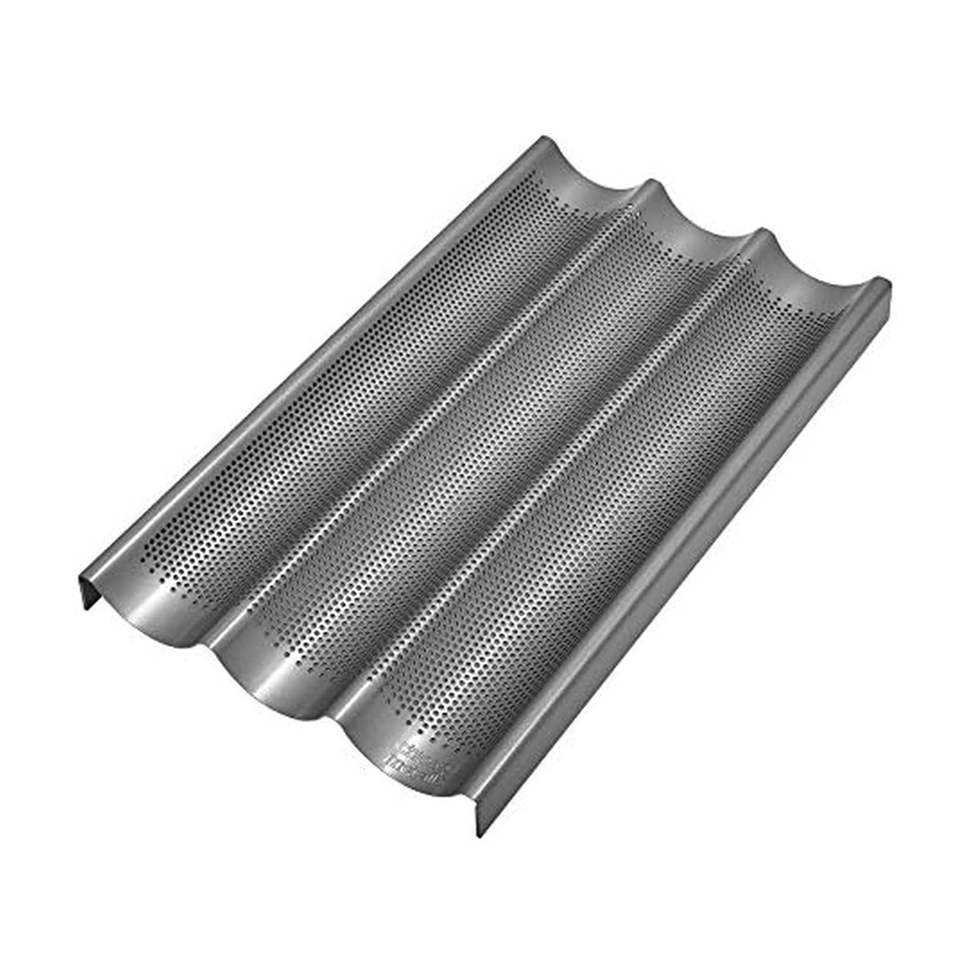 Chicago Metallic Commercial II Non-Stick Perforated Baguette Pan. Creates a crisp, golden-brown crust, 16 L x 9 W x 1.5 H