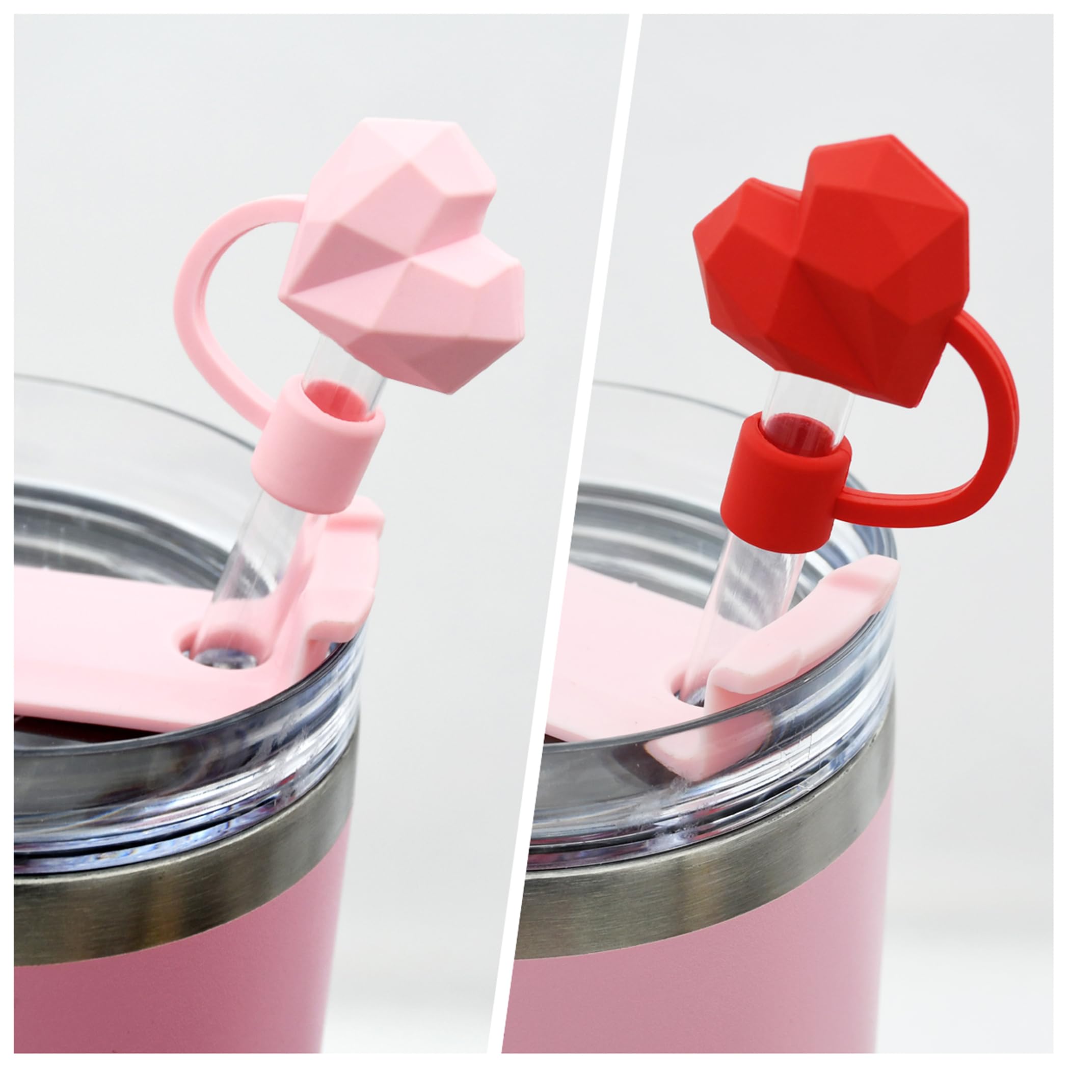 Meitesti Heart Straw Topper for Stanley Cup Compatible with 30&40 Oz Tumbler, 10mm Straw Tip Love Couple Fun Gifts (4pcs)