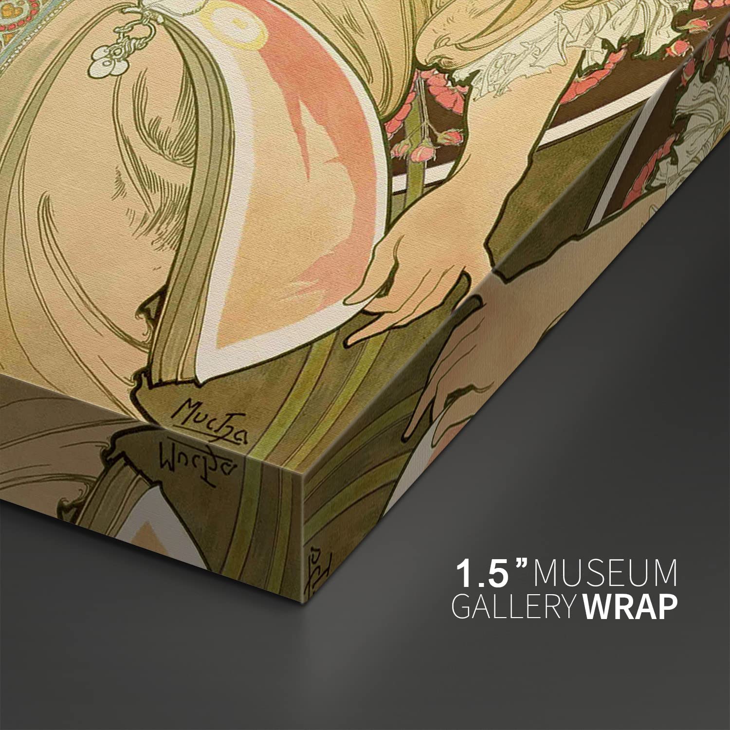 Artprints1Stop Canvas Print Wall Art - Classic Vintage Poster Women With Flowers By Alfons Mucha - 32X48 Inches