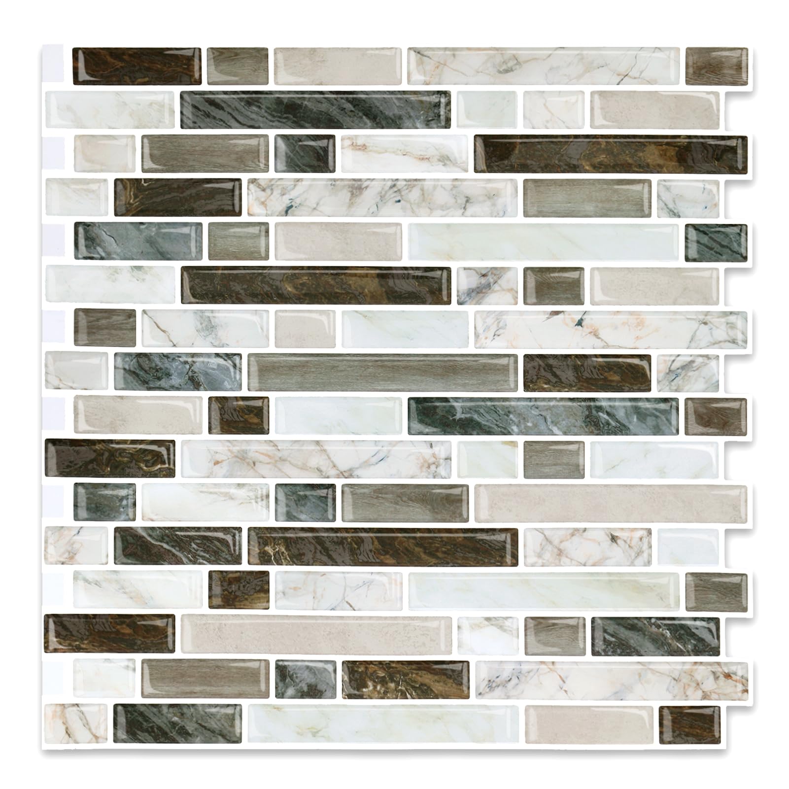 Yipscazo 10 Sheets Peel and Stick Backsplash for Kitchen Wall, 12  x12   Waterproof Stick on Backsplash Smart Tiles for Bathroom