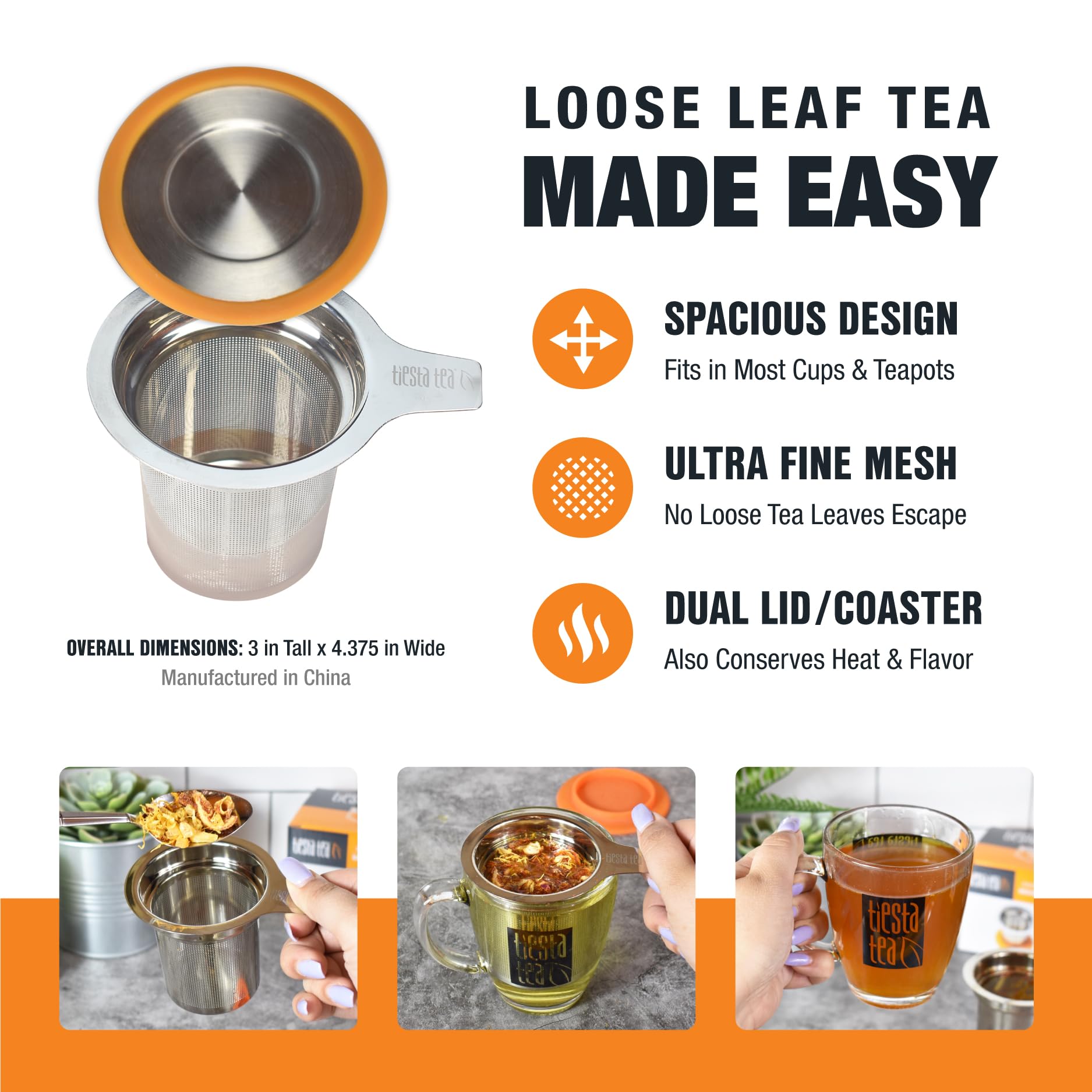 Tiesta Tea - Brewbasket, Stainless Steel Tea Basket Infuser For Loose Leaf Tea | Reusable Tea Infuser With Fine Mesh, Steeps Hot