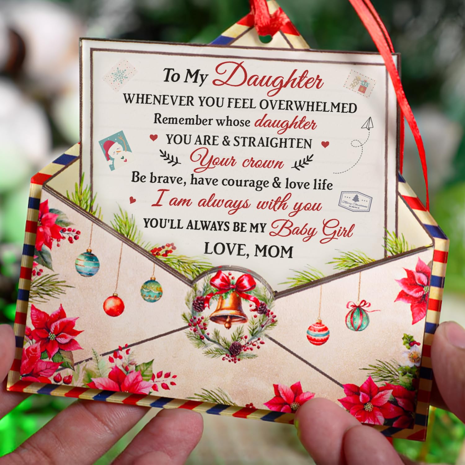 Hyturlte to My Daughter Christmas Ornament 2025 - 5 Sentimental Mother Daughter Ornament for Tree - Xmas Gifts for Daughters fro