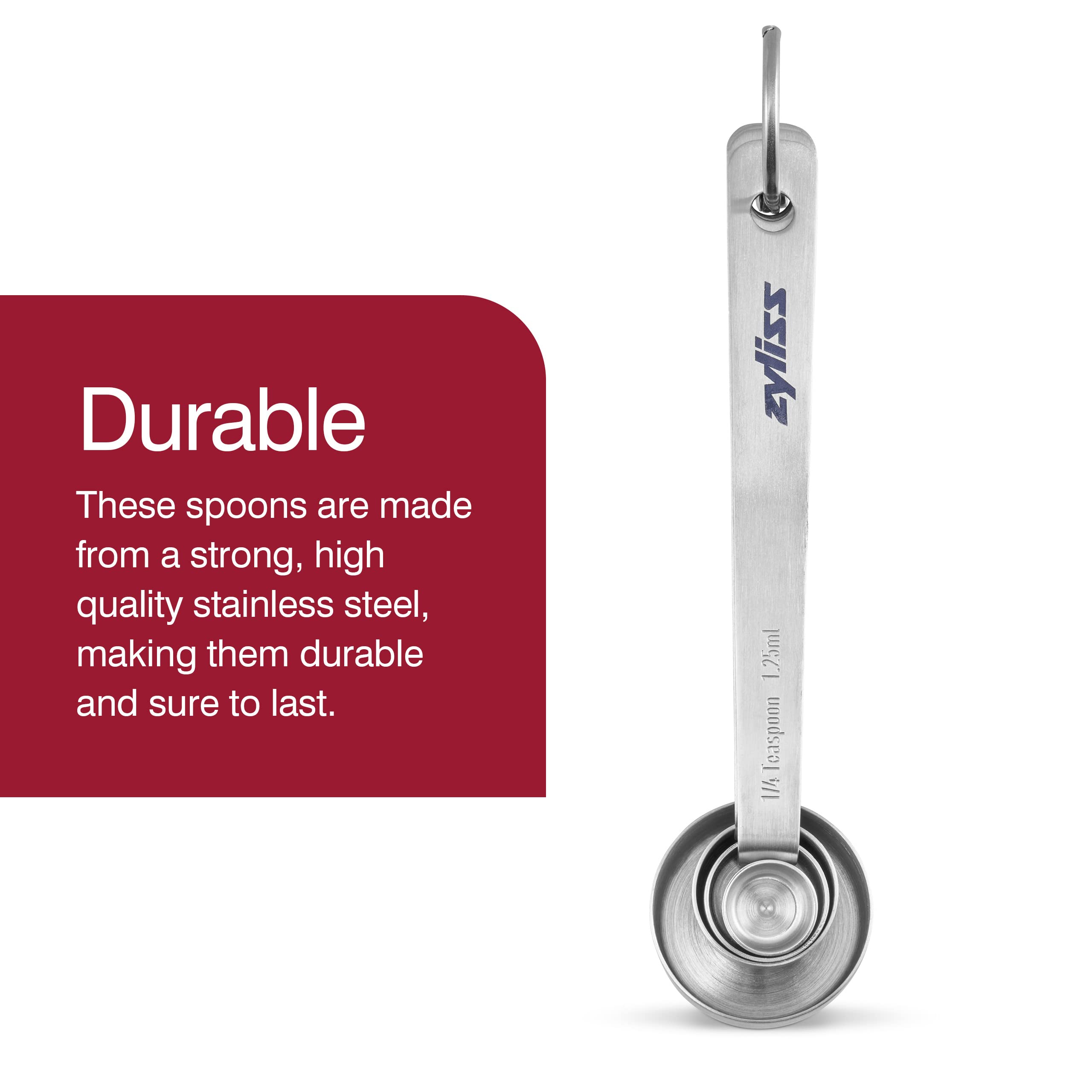 Zyliss Premium Stainless Steel Measuring Spoons - Stainless Steel Measuring Spoon Set - Dry Ingredient Nesting Measuring Spoons