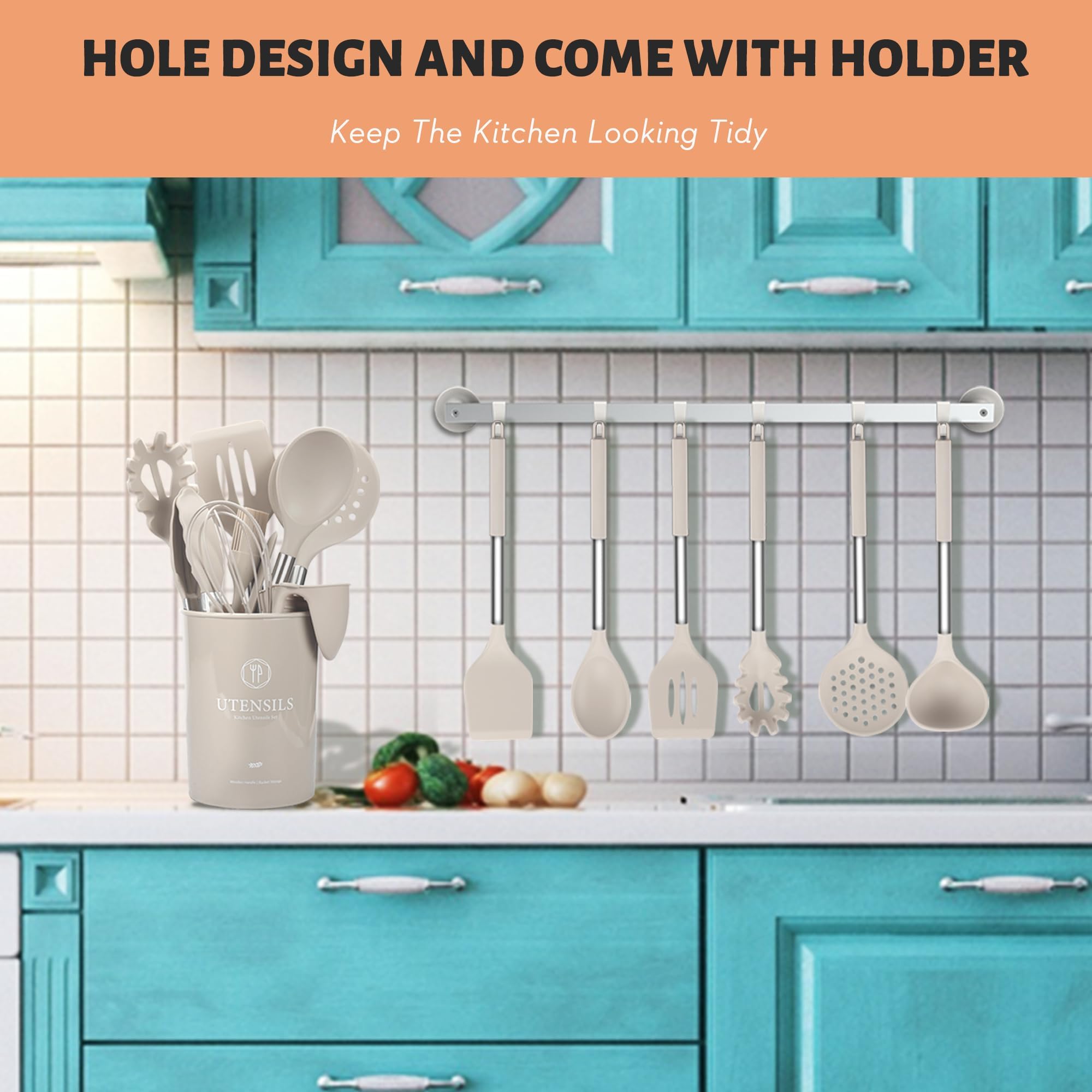 Kitchen Utensils Set 28 Pcs, Hvygss Silicone Cooking Utensils Set, Stainless Steel Handle Silicone Spatula Set With Silicone Whi