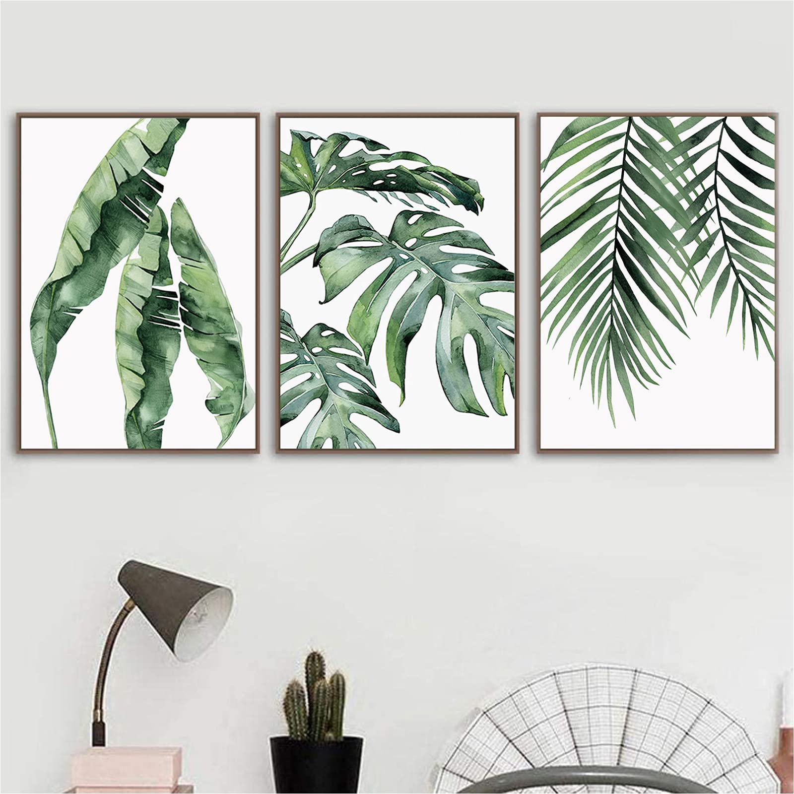 Tropical Botanical Canvas Wall Art Prints Palm Banana Monstera Green Leaf Wall Decor Canvas Pictures Watercolor Modern Canvas Ar