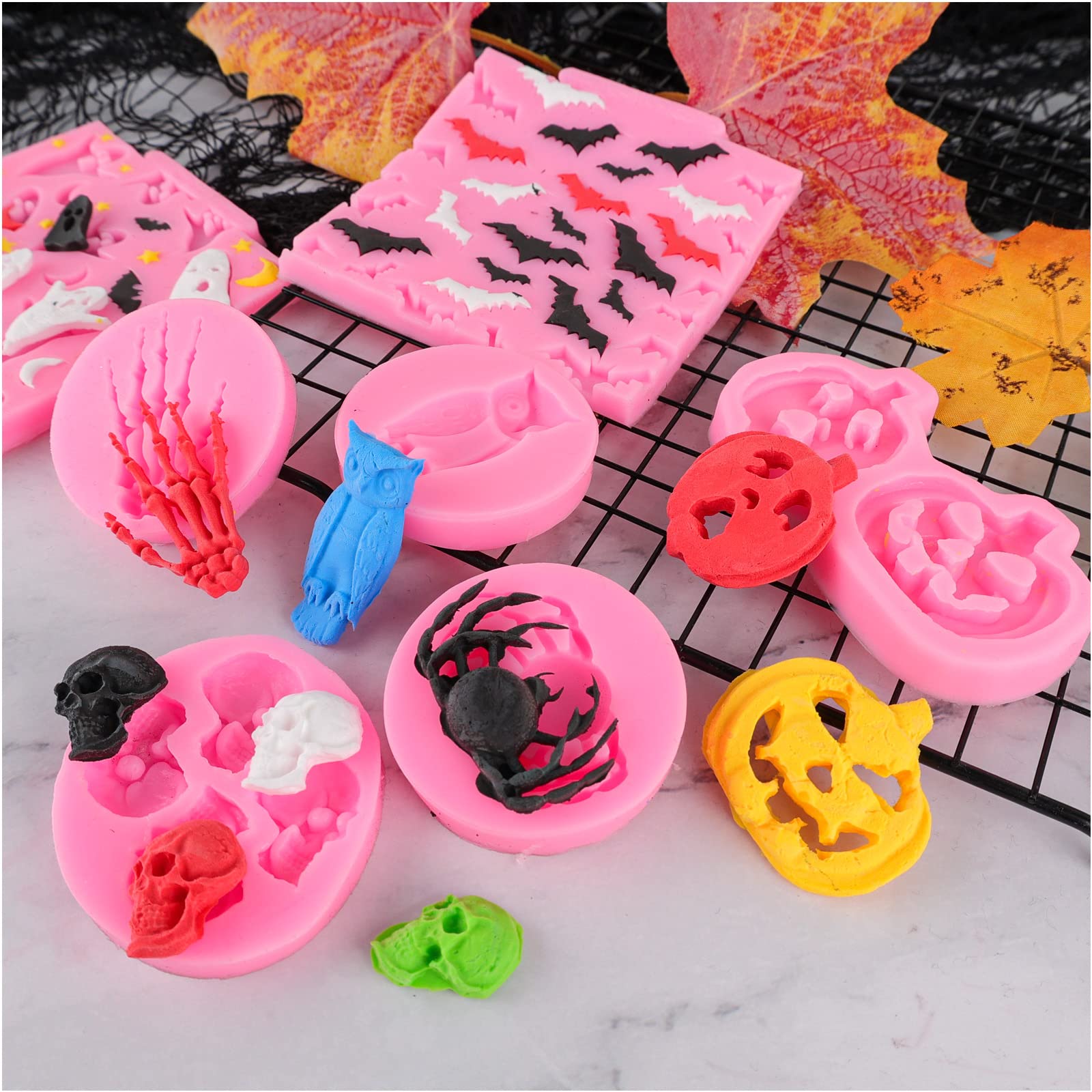 Halloween Molds, Halloween Fondant Molds,Halloween Cupcake Fondant Chocolate Candy Molds For Cake Decorating Cupcake Topper Cake