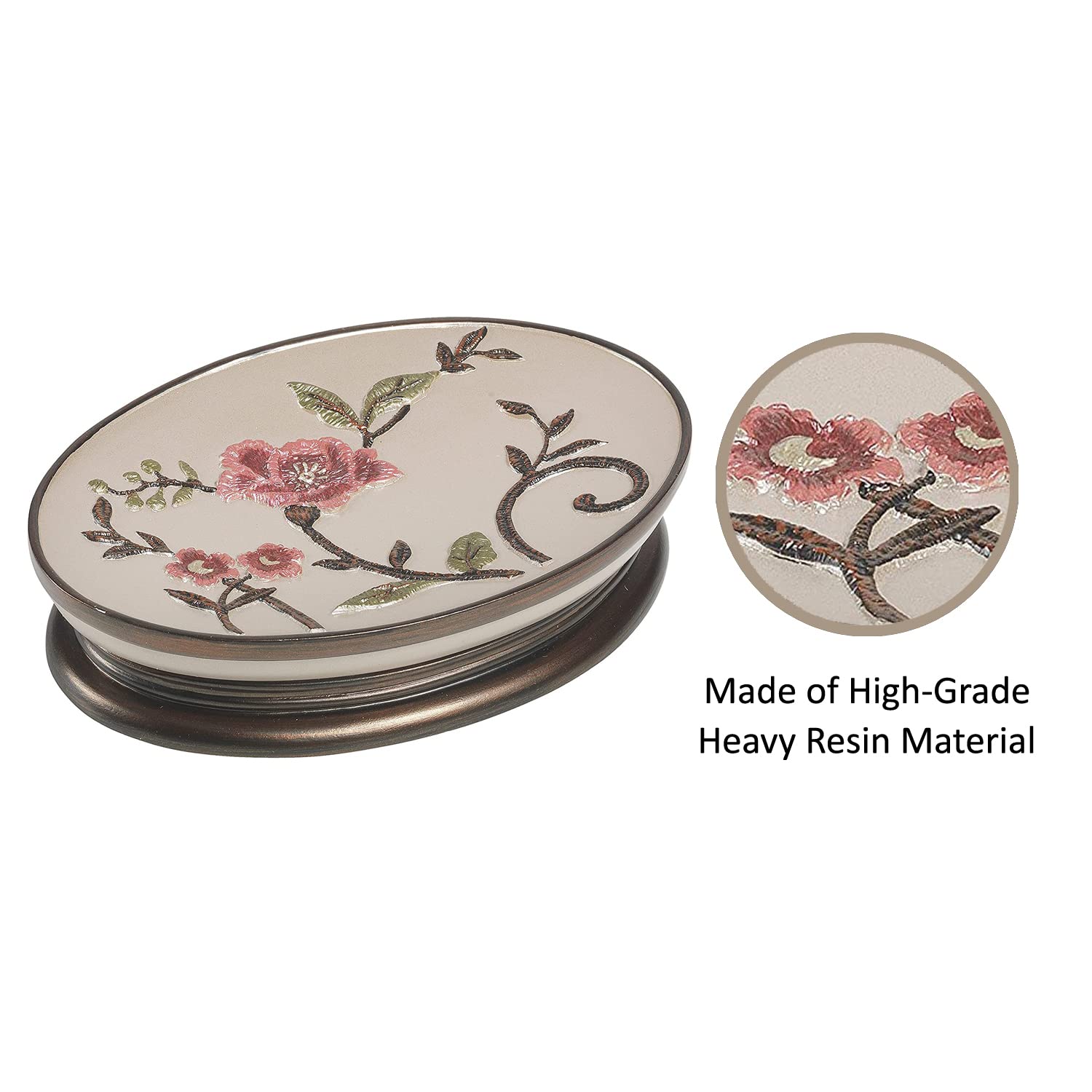 Zahari Home 4pc Larrisa Floral Bathroom Accessories Sets Modern Classic Flower Soap Dispenser  Tumbler  Tooth Brush Holder and Soap Dish Holder Luxury Decor Unique Design Stylish Bathroom Sets