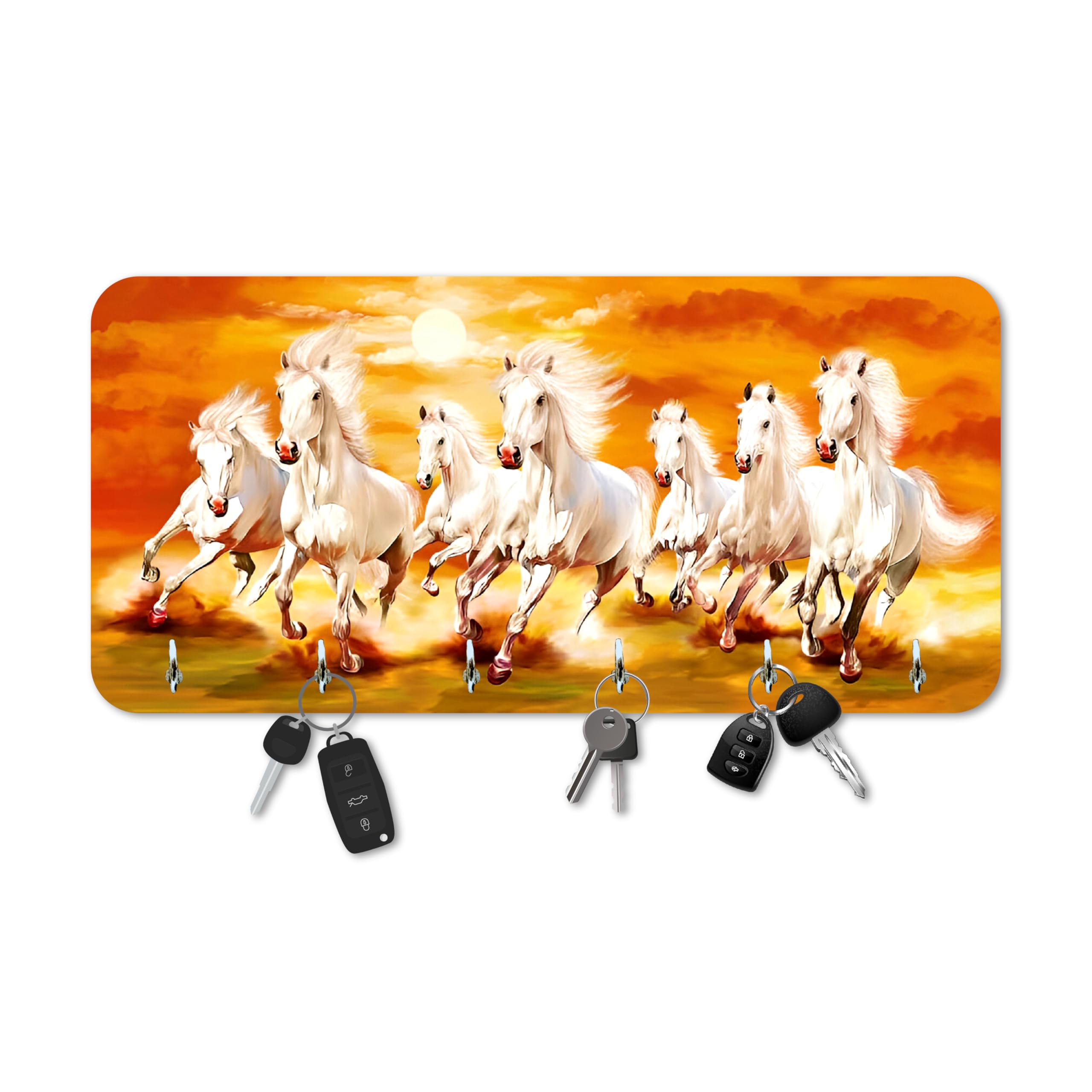 SIGN EVER 7 Running Horses Wooden Key Holder for Home and Office Decor | Keychain Holder for Wall Living Room Hall Kay Hanger (2