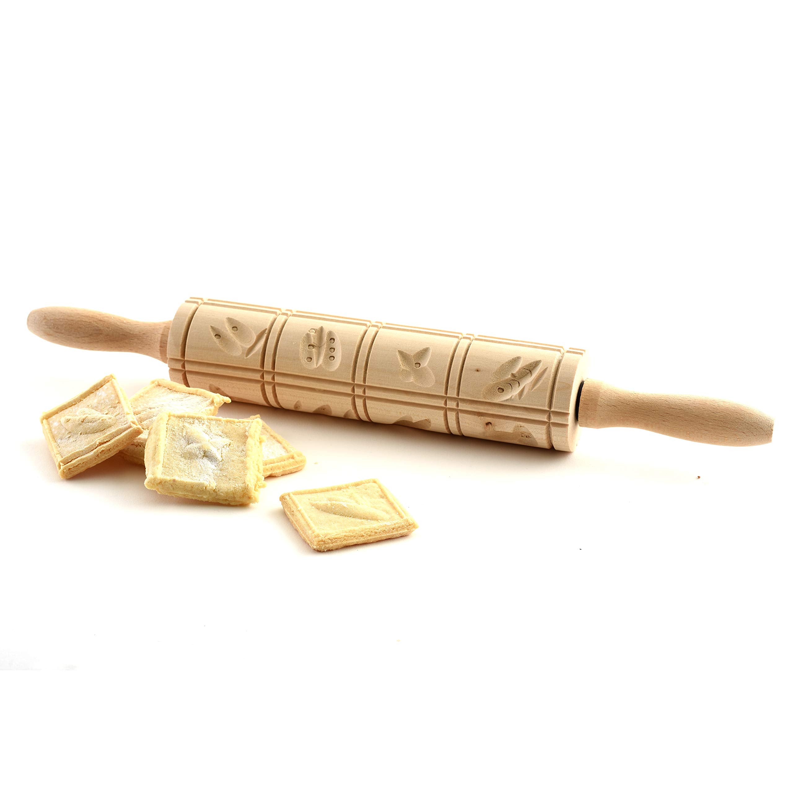 Norpro Springerle Wooden Rolling Pin, 10", Light Brown - Model 3083, Perfect for Baking and Cookie Decorating