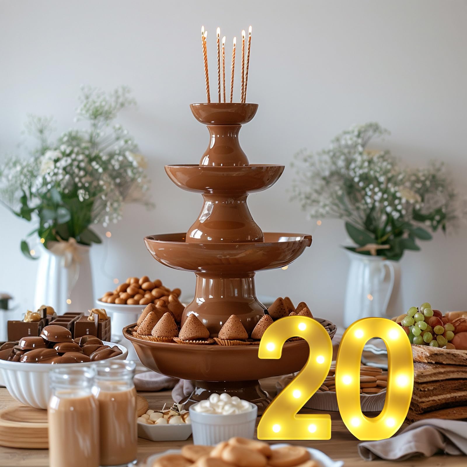 20th Birthday Decorations for Women Men,Happy 20 Year Old Birthday Decorations for Centerpieces Table,20 Light Up Numbers Sign L