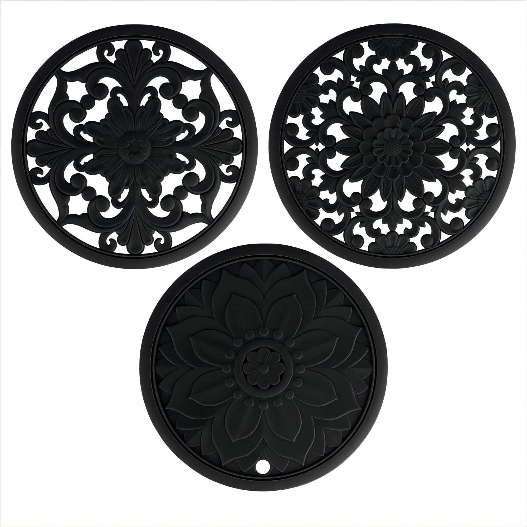 Viwehots Silicone Trivets Mats -Silicon Mat For Hot Pots And Pans, Multi-Use Carved Hot Pads And Mats, Flexible Modern Kitchen T