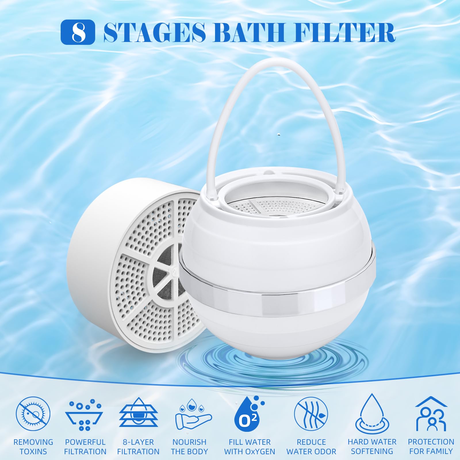 Niroket Bath Ball Filter-Bathtub Water Filter Removes Hundreds Of Contaminants For Softer, Smoother Skin | 2,500 Gallons Of Filt