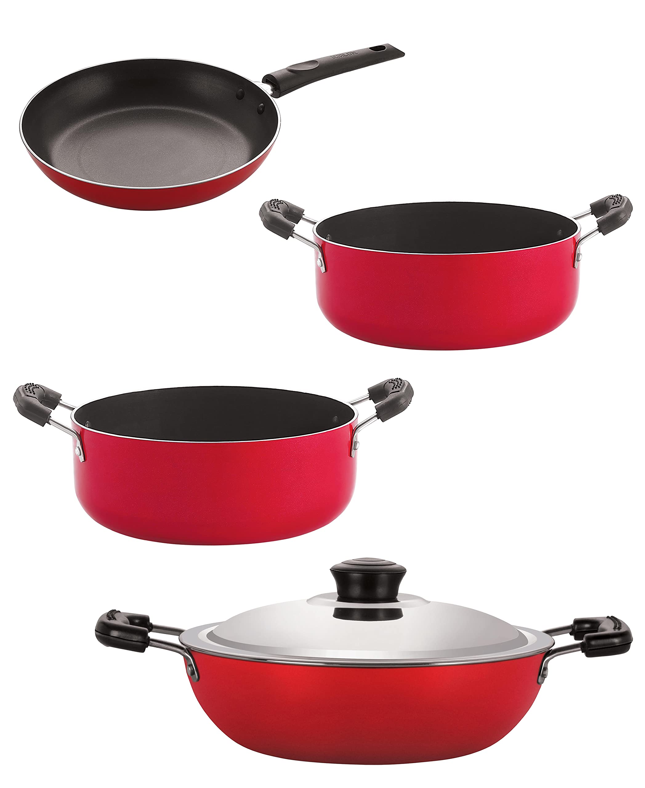 Nirlon Aluminium Nonstick Cooking Set Of 4 Pieces Combo Offers (Dkd(M)_Tp22_Cs20_Cs24)