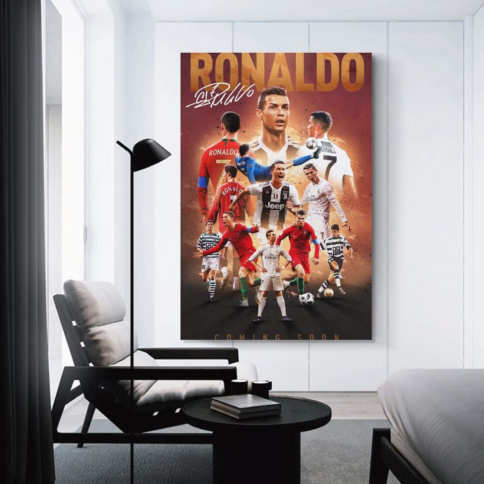 Cristiano Ronaldo Poster 2 Wall Art Canvas Print Poster Home Bathroom Bedroom Office Living Room Decor Canvas Poster Unframe: 12