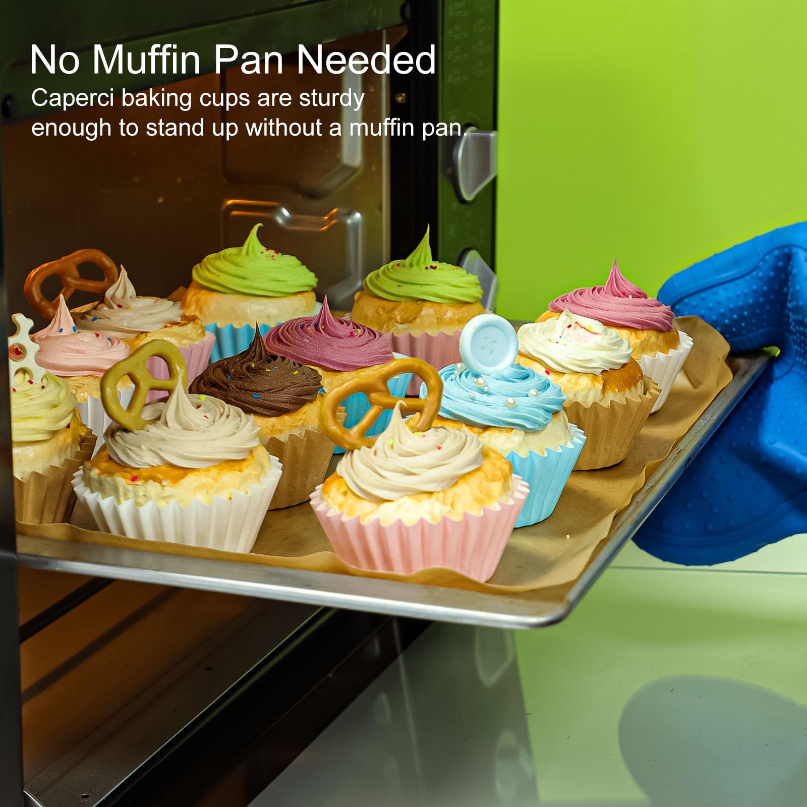 Caperci Grease-Resistant Natural Mini Cupcake Liners 200 Counts - Heavy Duty Paper Muffin Baking Cups, Odorless, No Muffin Pan N