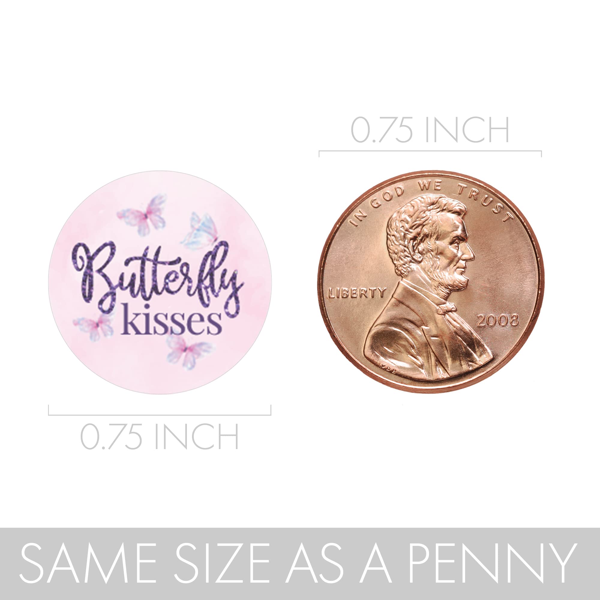 Butterfly Girl Baby Shower Party Favor Stickers, A Little Butterfly Is On Her Way - It'S A Girl Pink And Purple Kisses Candy Lab