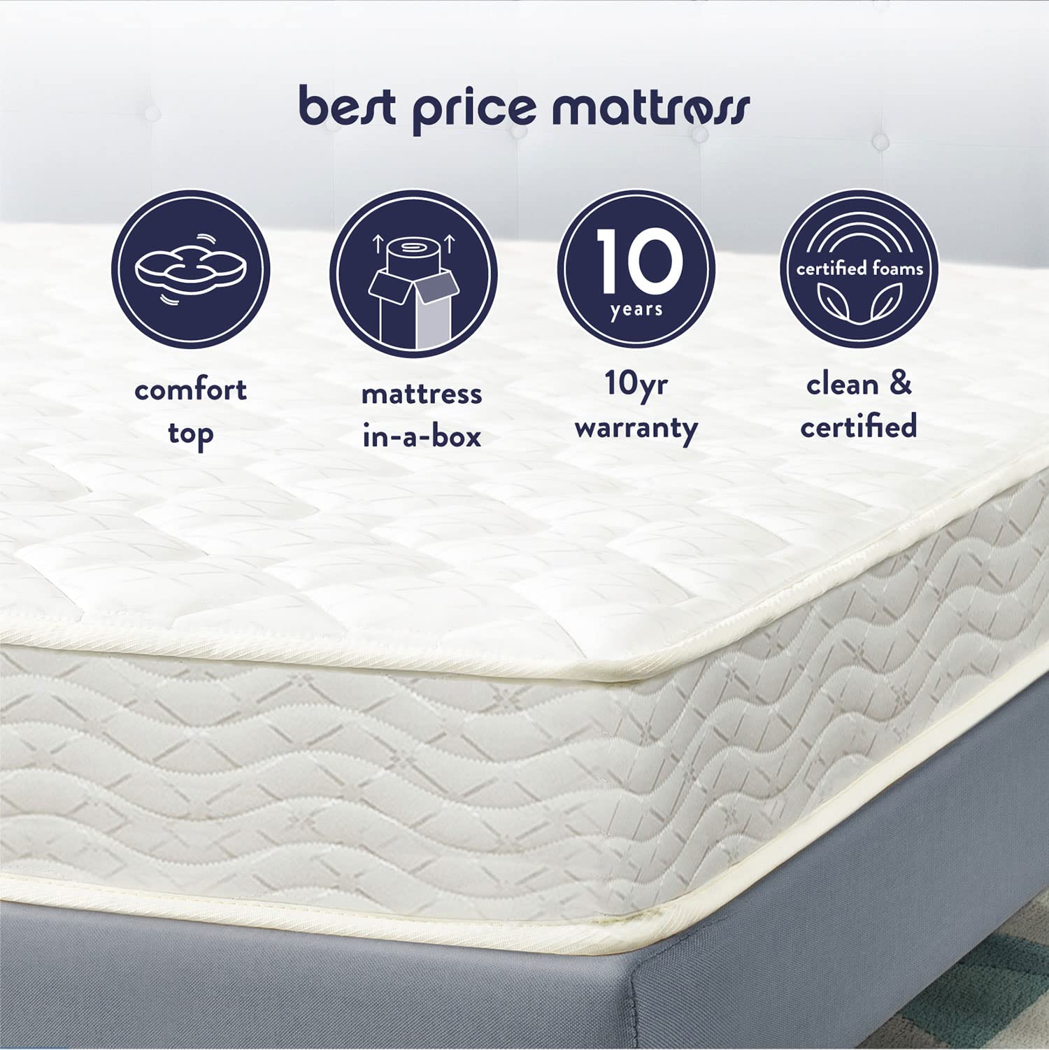 Best Price Mattress 6 Inch Tight Top Innerspring Mattress - Comfort Foam Top with Bonnell Spring Base  CertiPUR-US Certified Foam  Full  White