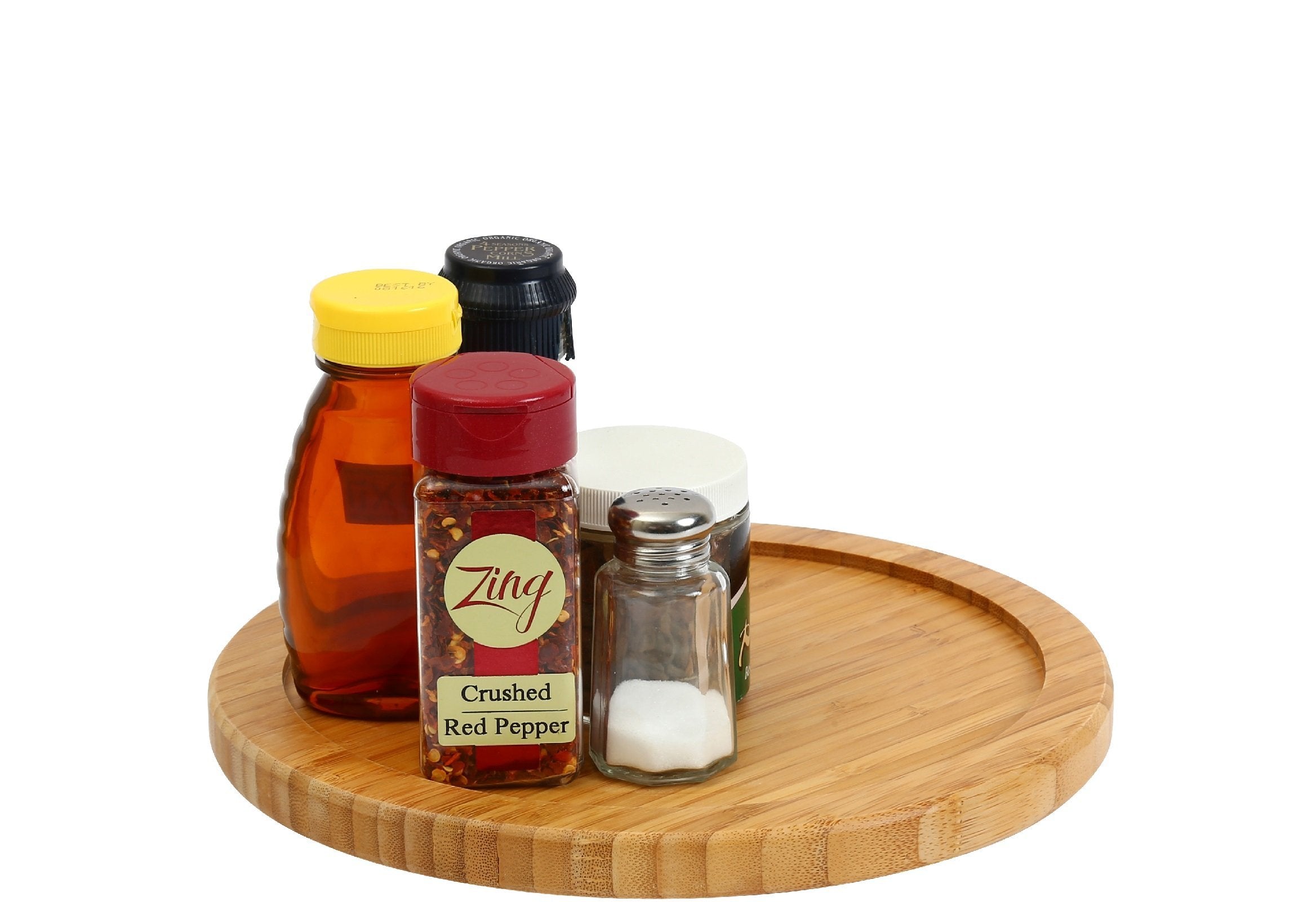 Ybm Home Bamboo Wooden Non-Skid Spinner For Kitchen, Pantry, Fridge, Cupboards, Or Counter Organizing, Fully Rotating Organizer