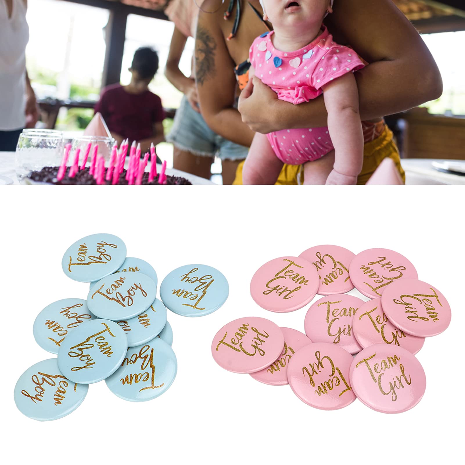 60Pcs Gender Reveal Pins Baby Shower Buttons Team Boy And Team Girl Button Blue Button Pin For Baby Shower Party Supplies