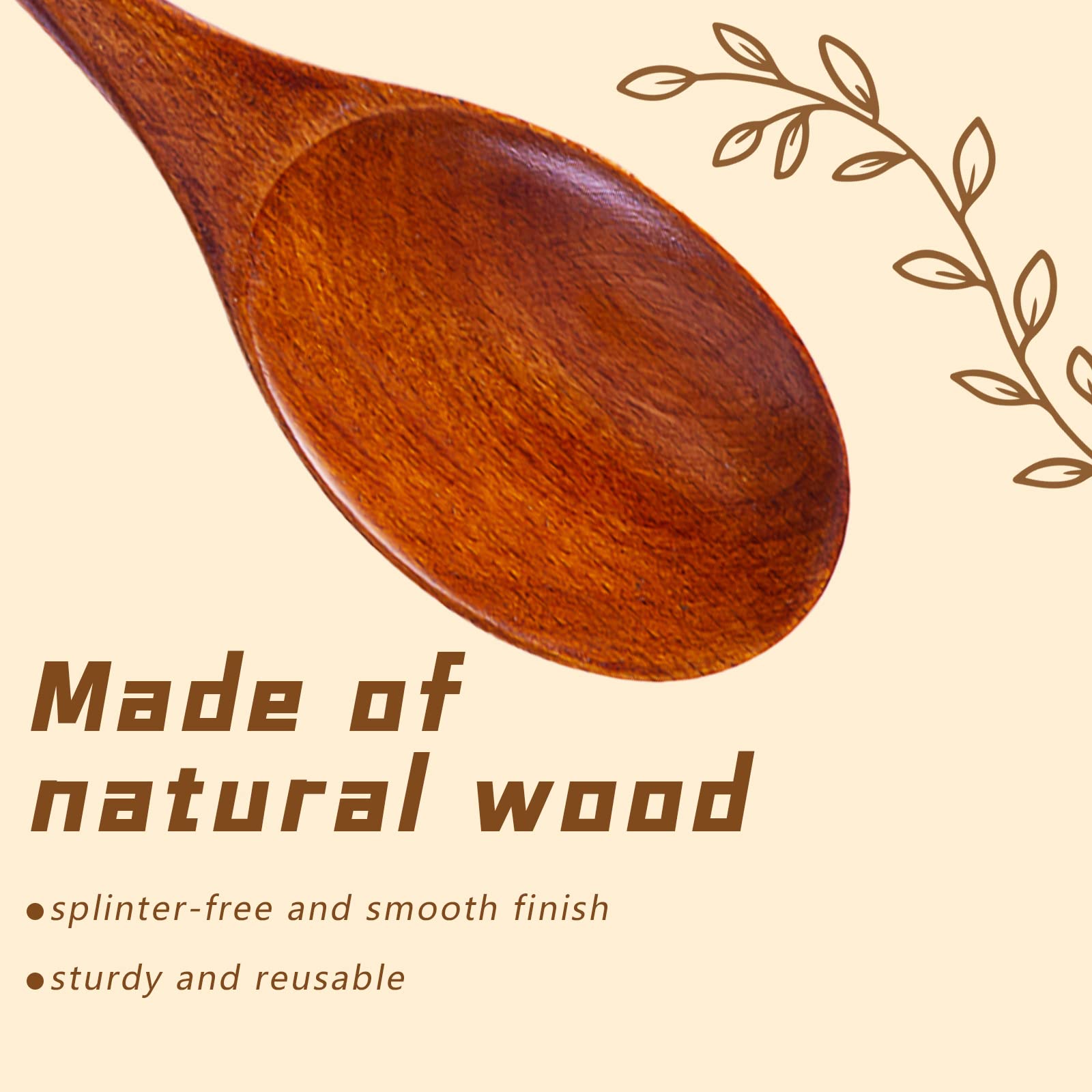 Hansgo Wooden Spoons For Eating, 6Pcs 12 Inch Wood Soup Spoons Long Handle Spoons Table Spoon Serving Spoons With Japanese Style